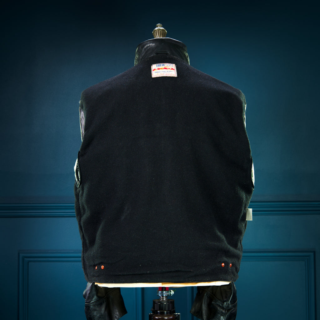 Custom Thedi Flight Aviator Highwayman Bomber Sheepskin Black Leather Jacket “L”