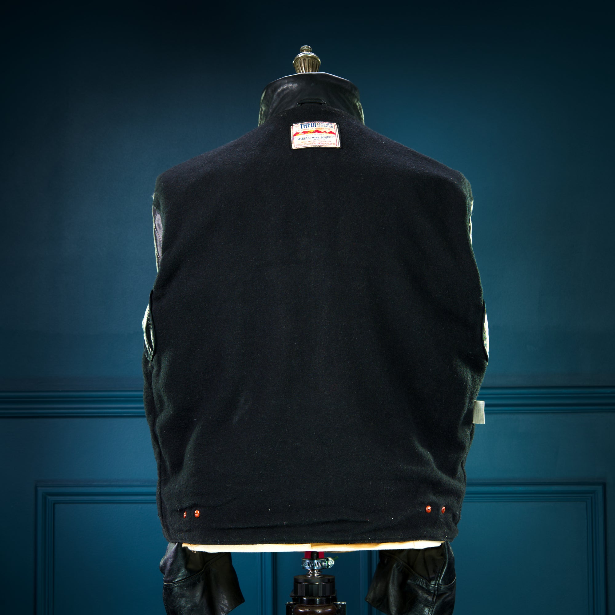 Custom Thedi Flight Aviator Highwayman Bomber Sheepskin Black Leather Jacket “L”