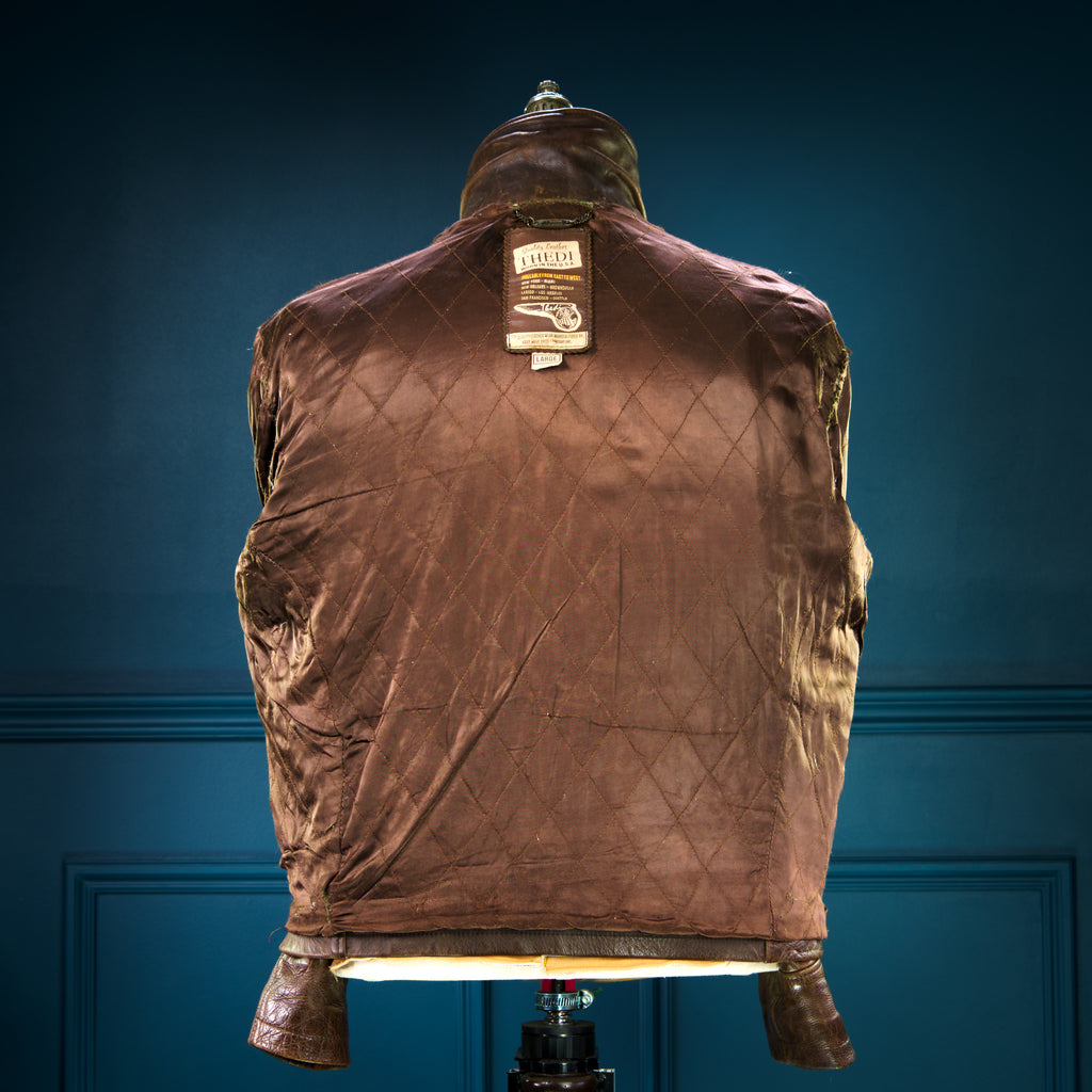 Custom Thedi 30s-Style Highwayman Single Rider Brown Buffalo Leather Jacket “L”