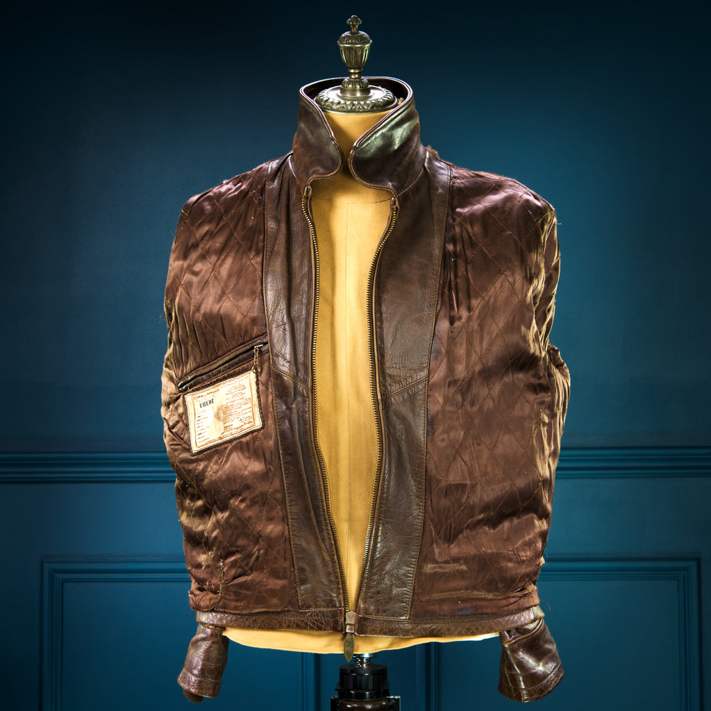 Custom Thedi 30s-Style Highwayman Single Rider Brown Buffalo Leather Jacket “L”