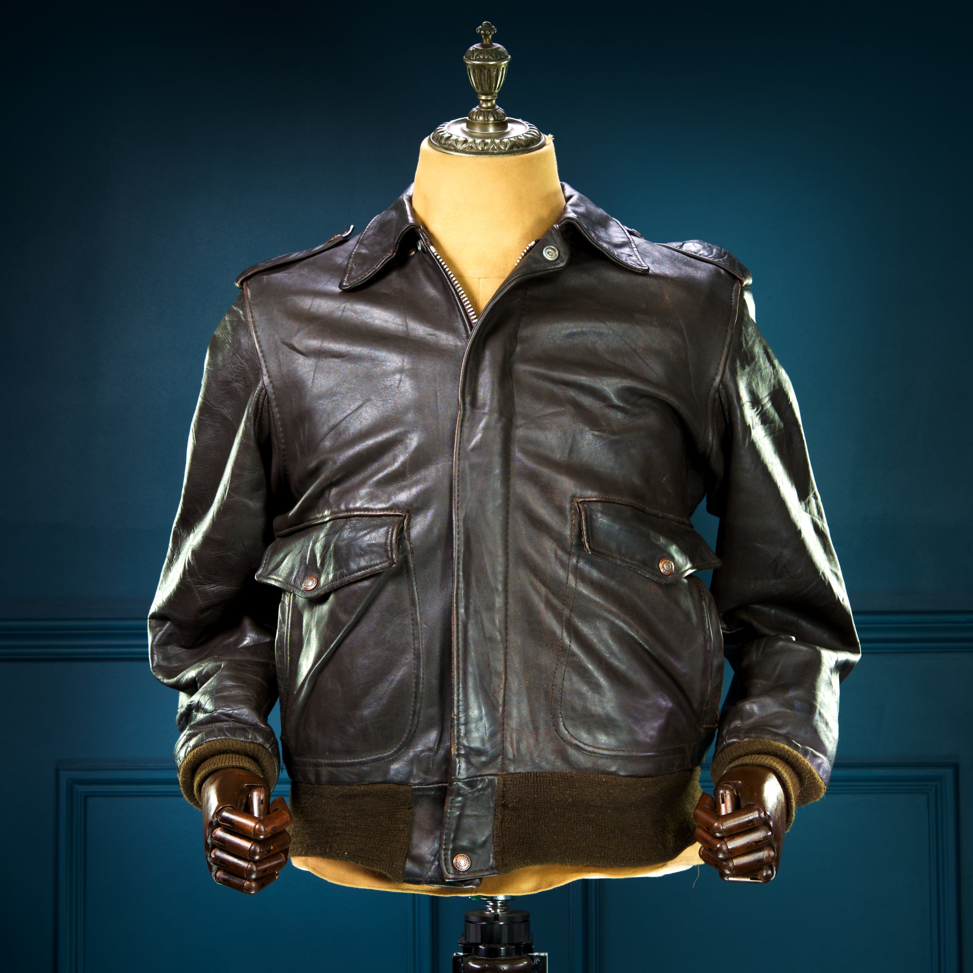 Vintage 1980s Schott 184SM A2 Brown Bomber Flight Leather Jacket “M”