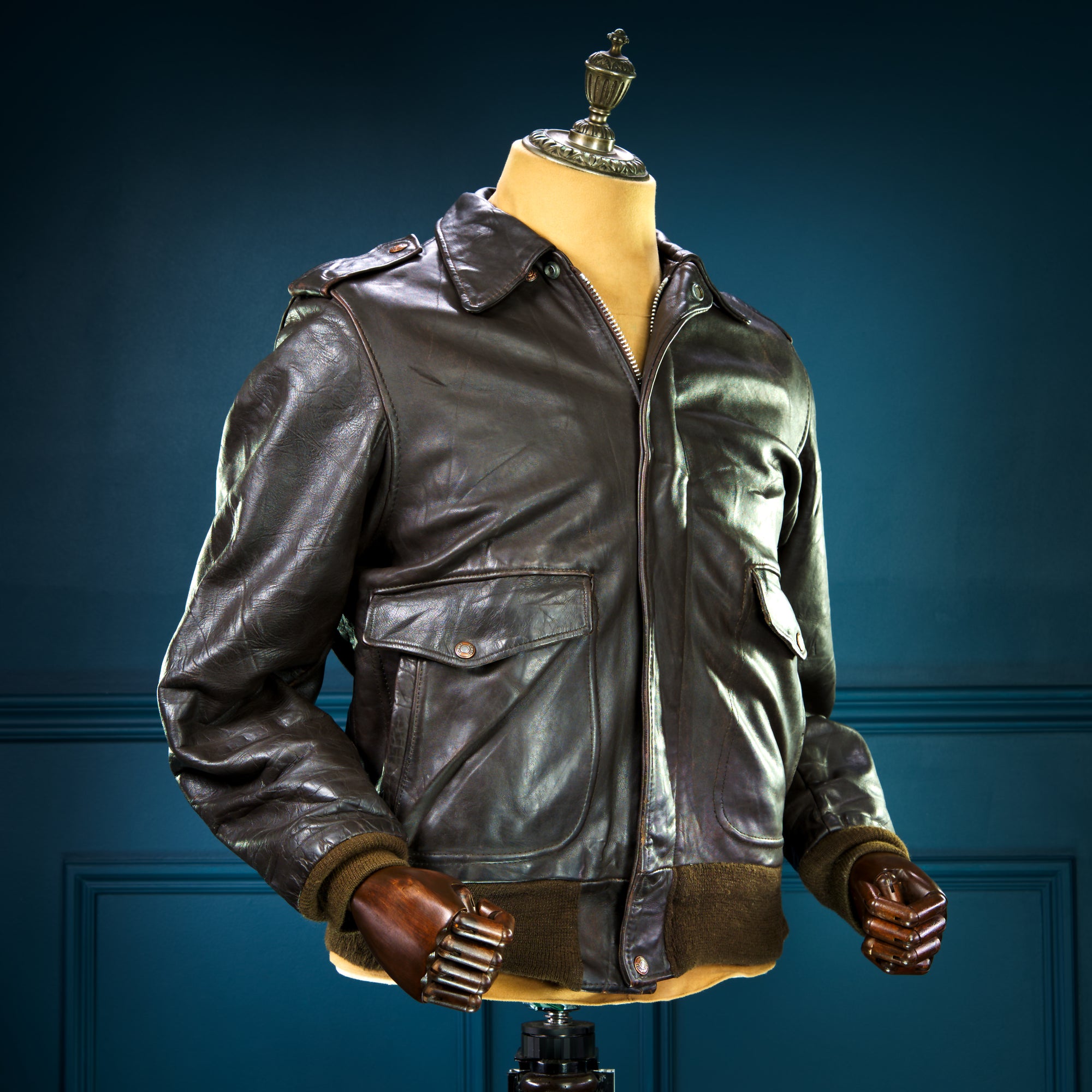 Vintage 1980s Schott 184SM A2 Brown Bomber Flight Leather Jacket “M”