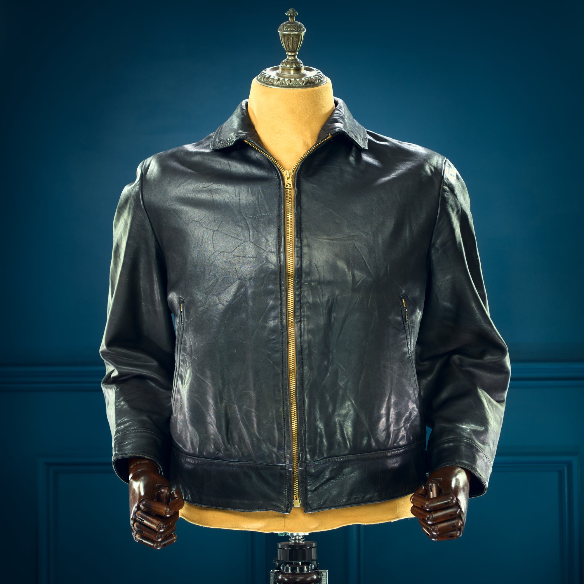 Vintage 1950s German Calfskin Single Rider Highwayman Biker Leather Jacket “M”