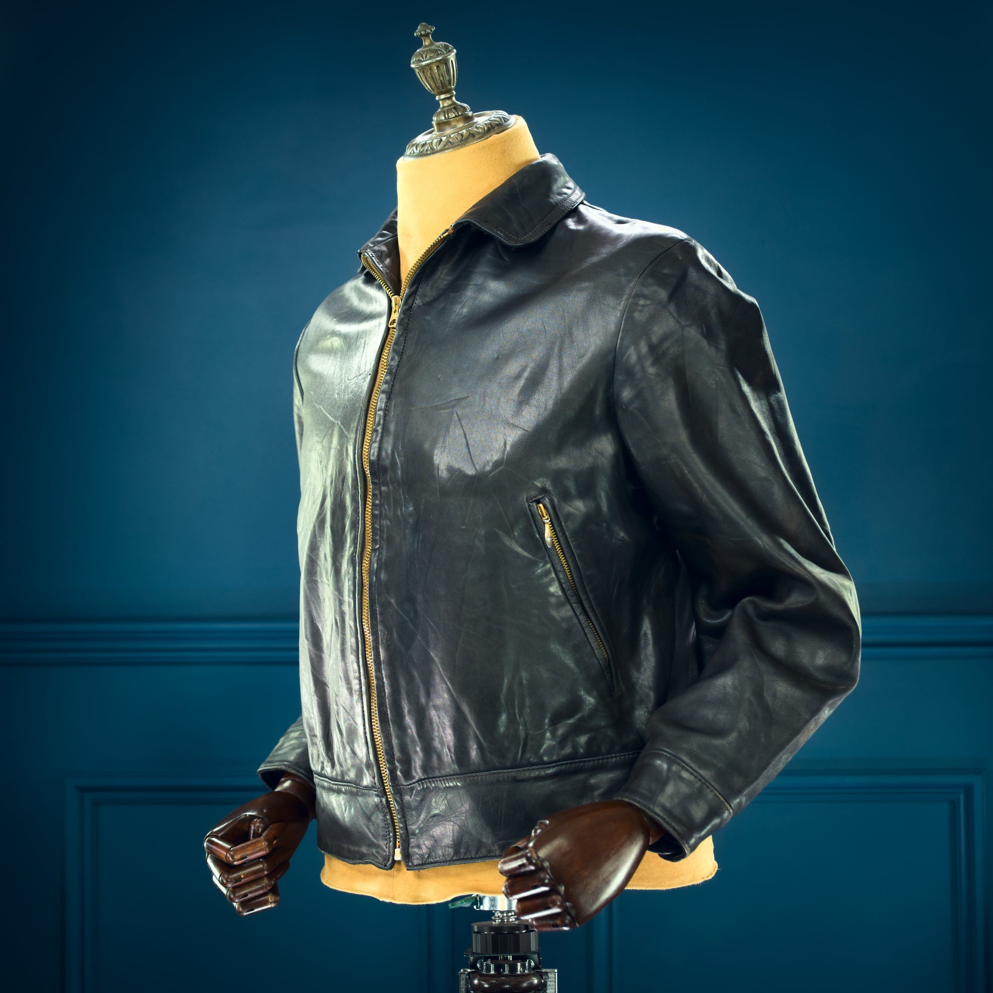 Vintage 1950s German Calfskin Single Rider Highwayman Biker Leather Jacket “M”