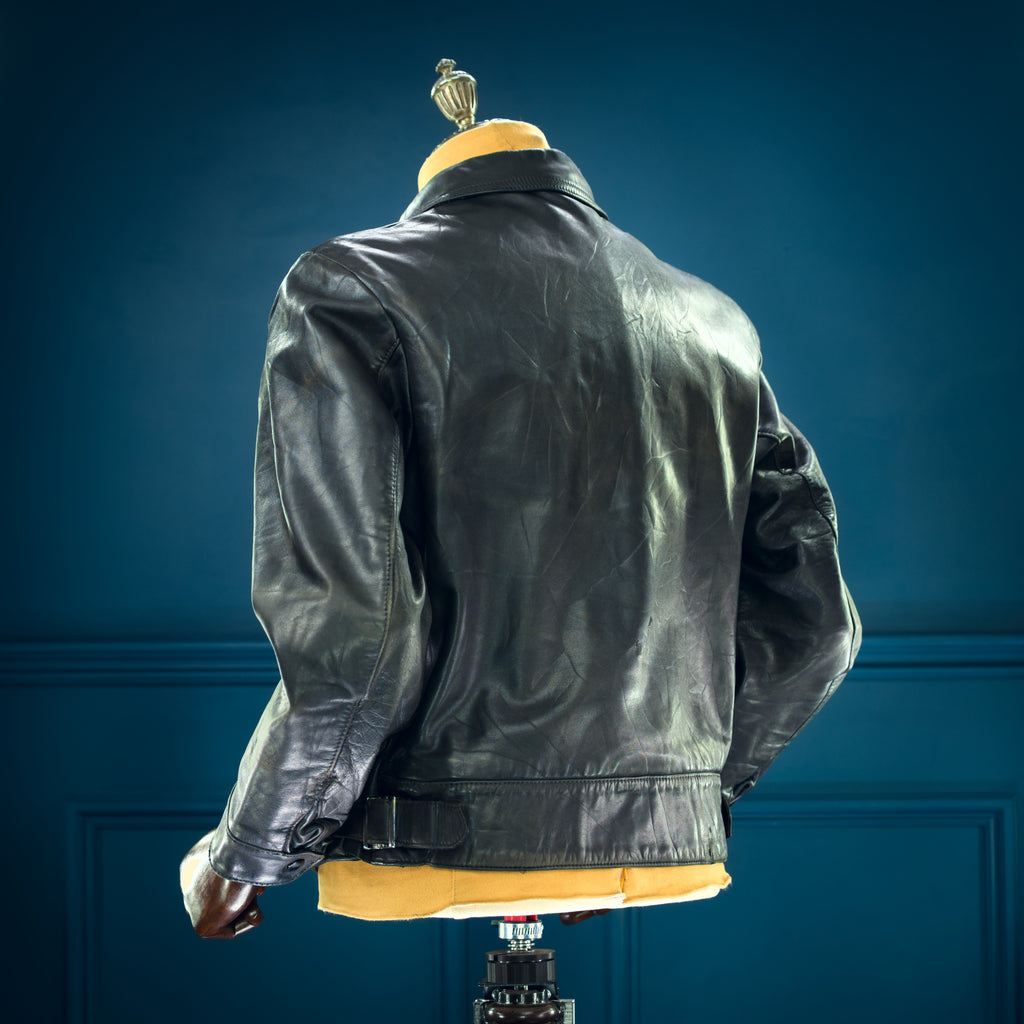 Vintage 1950s German Calfskin Single Rider Highwayman Biker Leather Jacket “M”