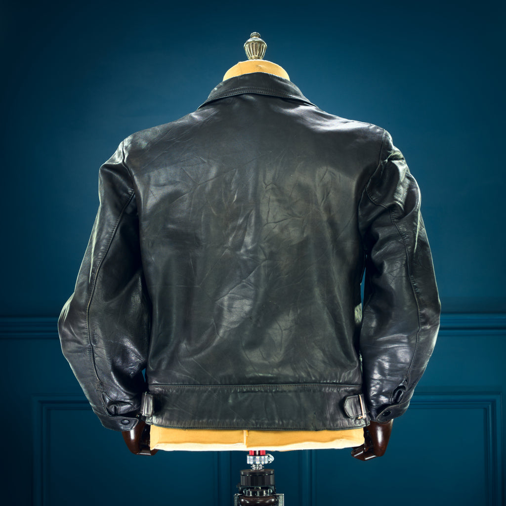 Vintage 1950s German Calfskin Single Rider Highwayman Biker Leather Jacket “M”