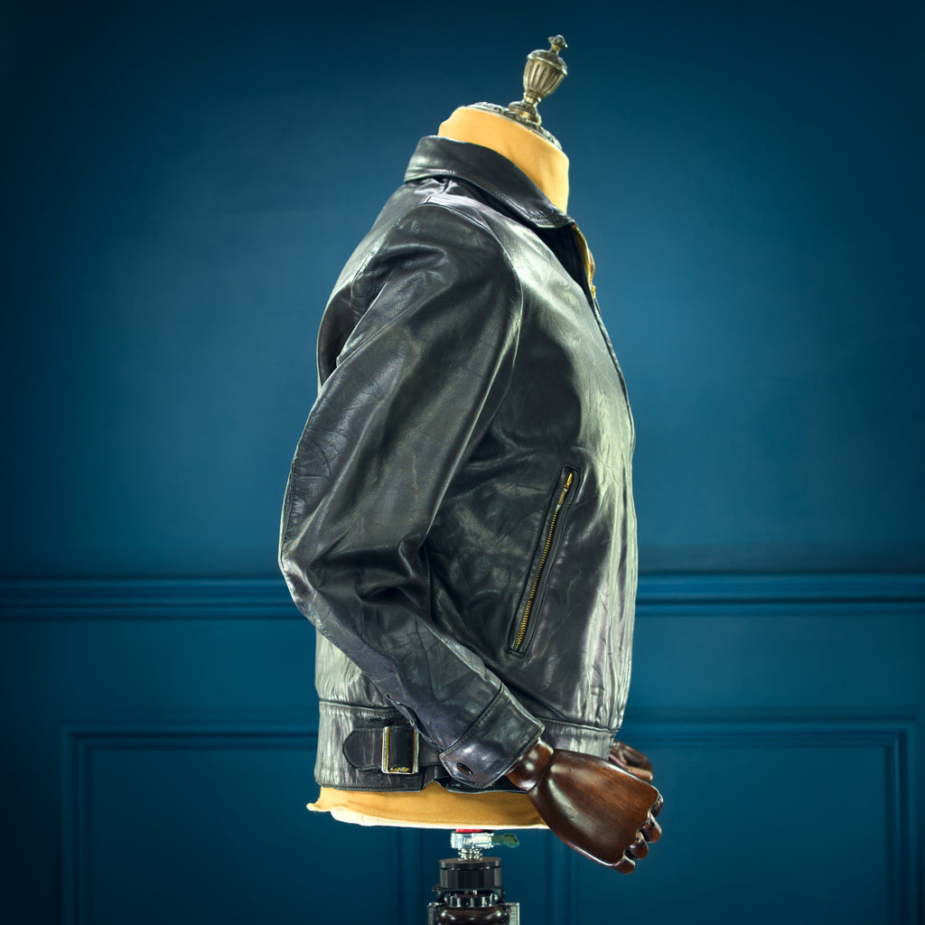 Vintage 1950s German Calfskin Single Rider Highwayman Biker Leather Jacket “M”