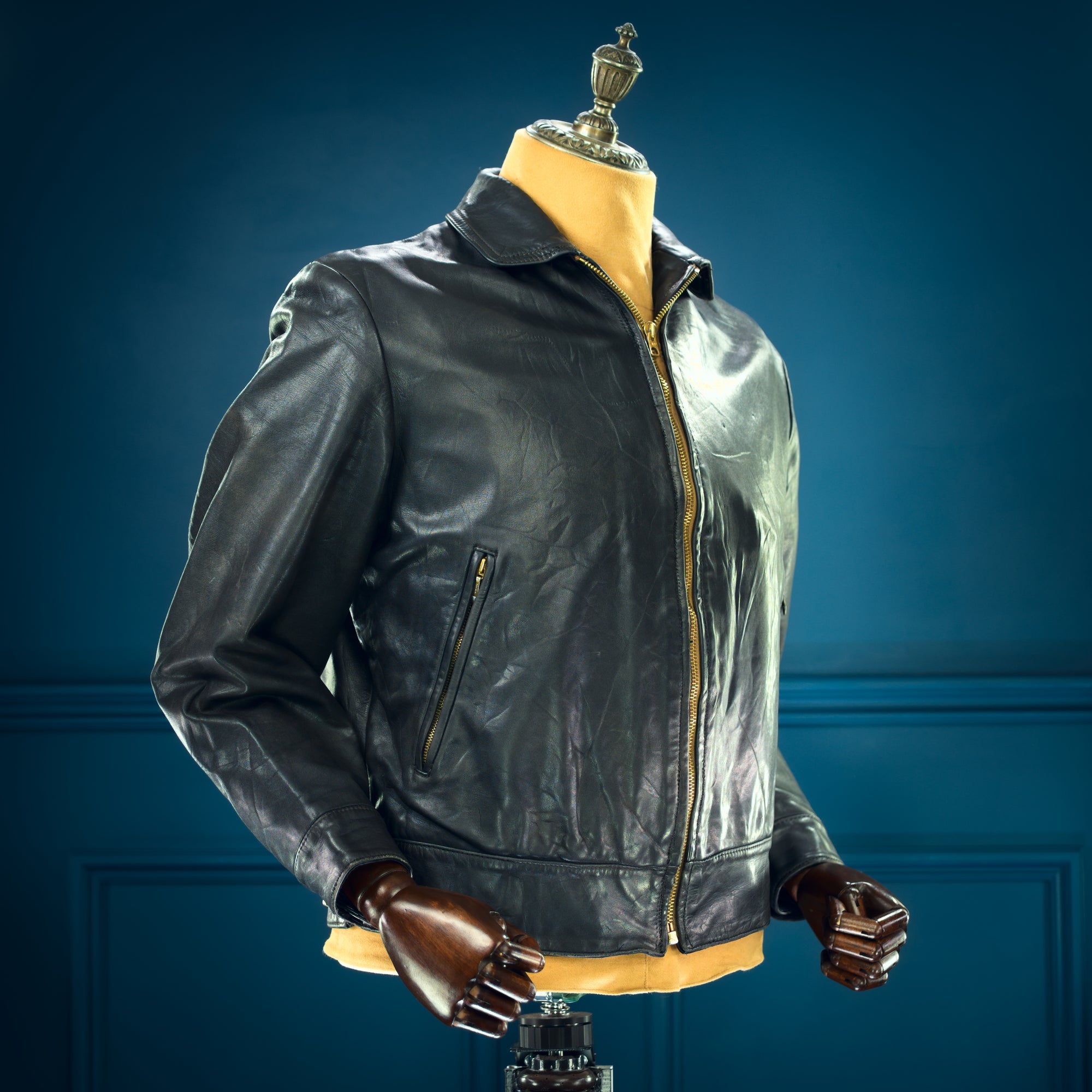 Vintage 1950s German Calfskin Single Rider Highwayman Biker Leather Jacket “M”