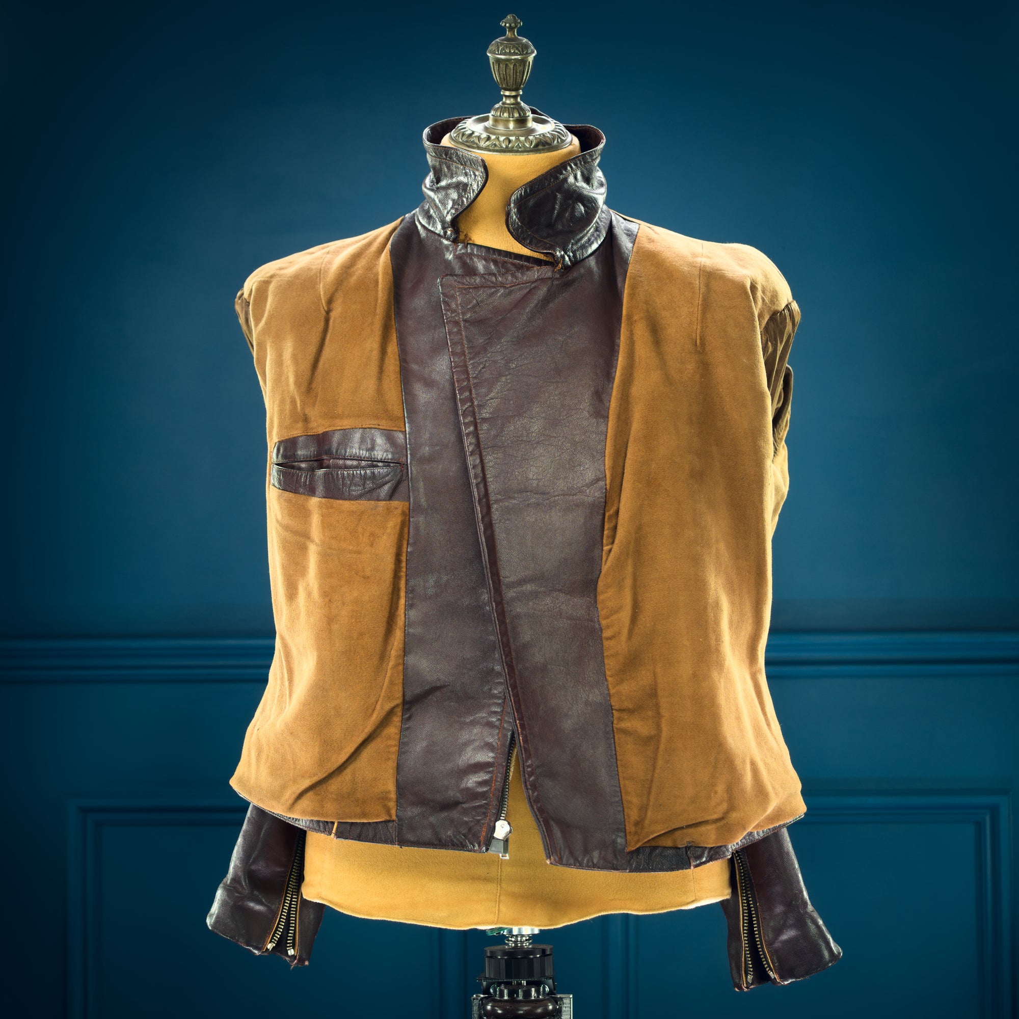 Vintage 1950s East German Racer Biker Motorcycle Sheepskin Leather Jacket “M”