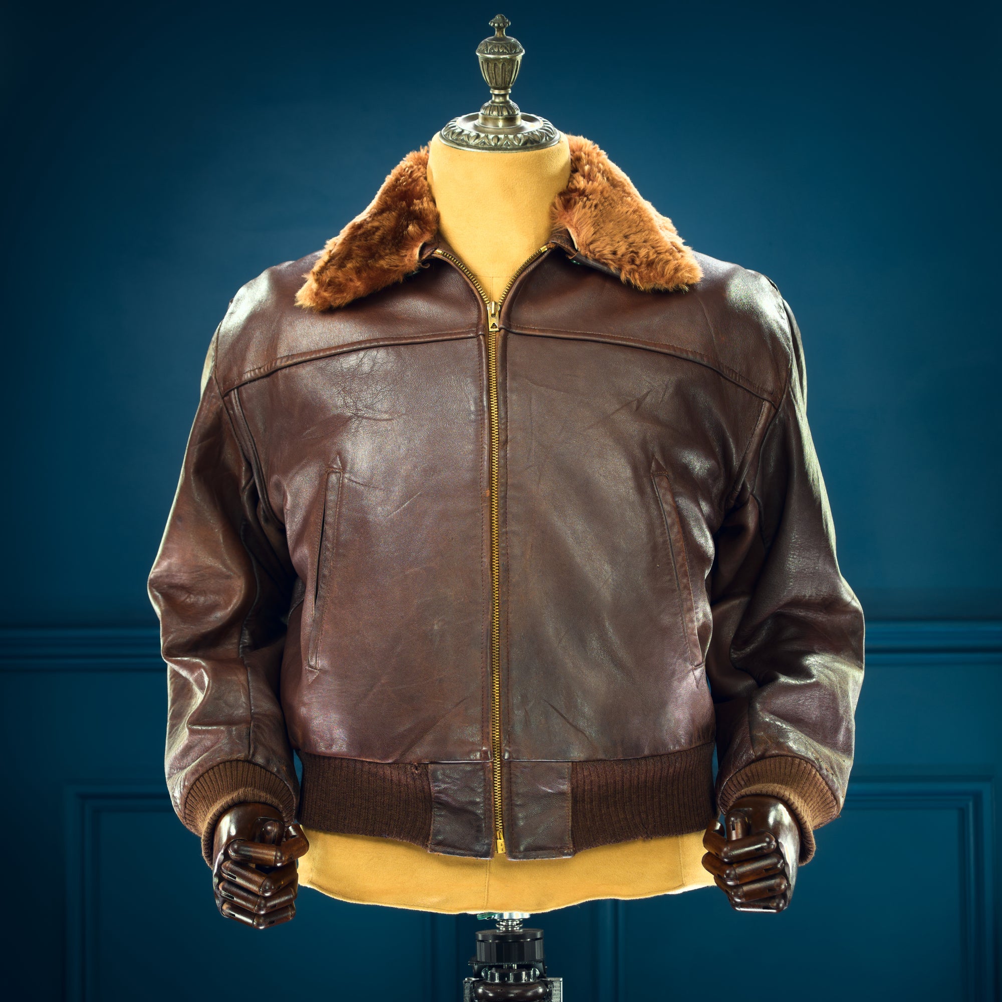 Vintage 1950s French Flight Aviator Bomber Sheepskin Leather Jacket “M”