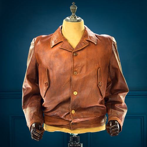 Vintage 1920s Interwar British Flight Bomber Aviator Cossack Leather Jacket “M”