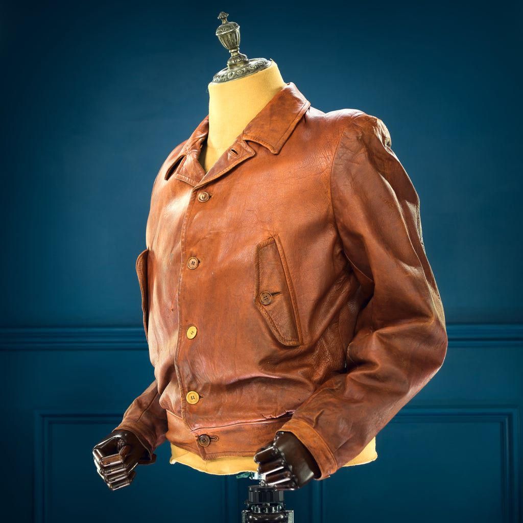Vintage 1920s Interwar British Flight Bomber Aviator Cossack Leather Jacket “M”