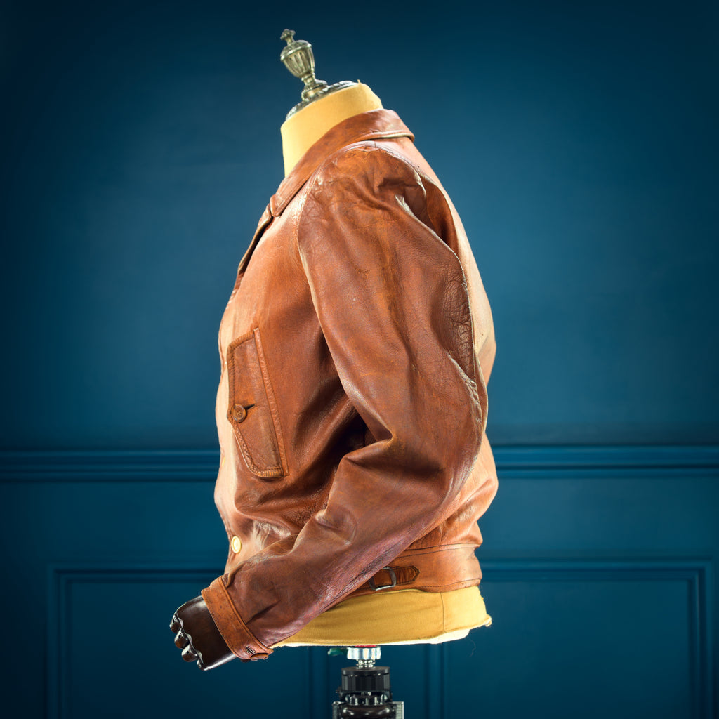 Vintage 1920s Interwar British Flight Bomber Aviator Cossack Leather Jacket “M”