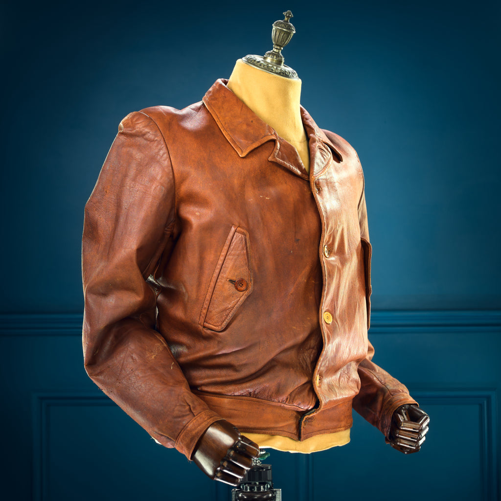 Vintage 1920s Interwar British Flight Bomber Aviator Cossack Leather Jacket “M”