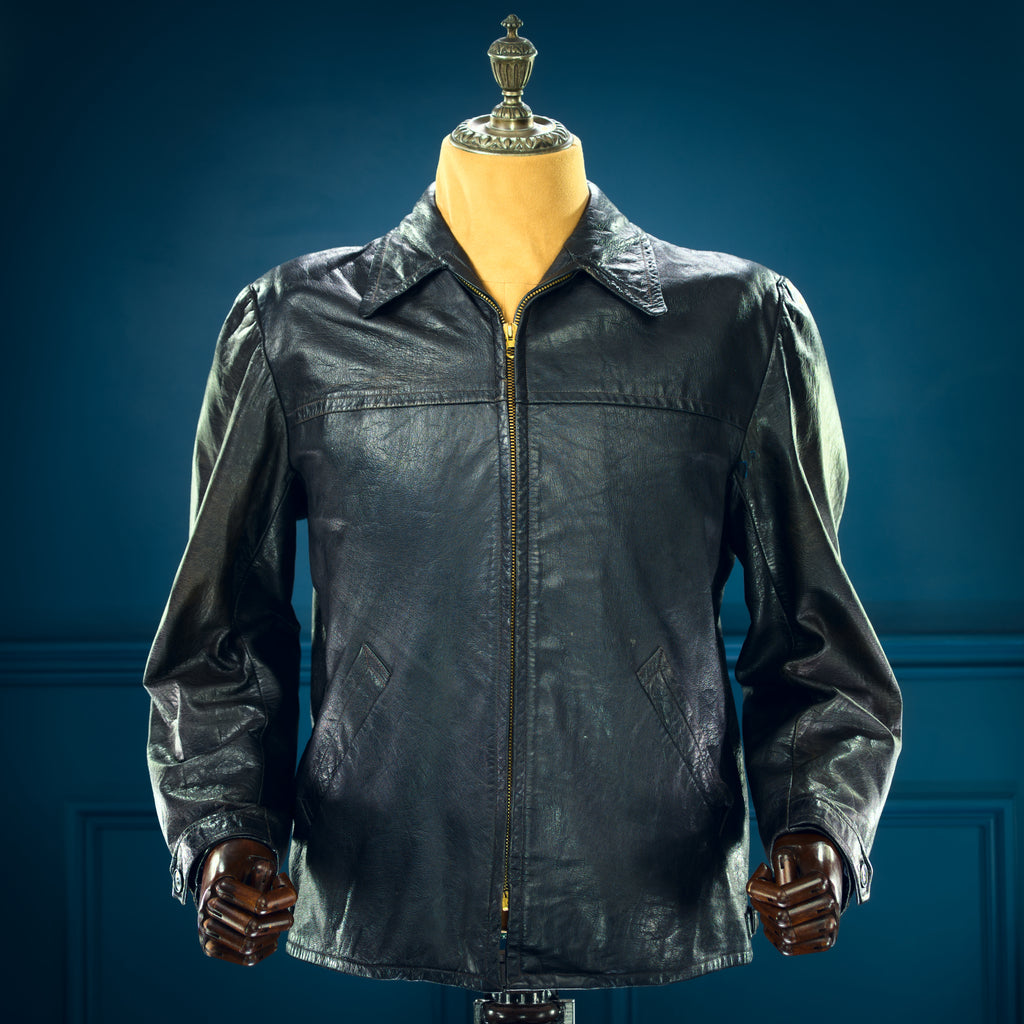 Vintage 1950s Swedish Goatskin Single Rider Biker Highwayman Leather Jacket “M”