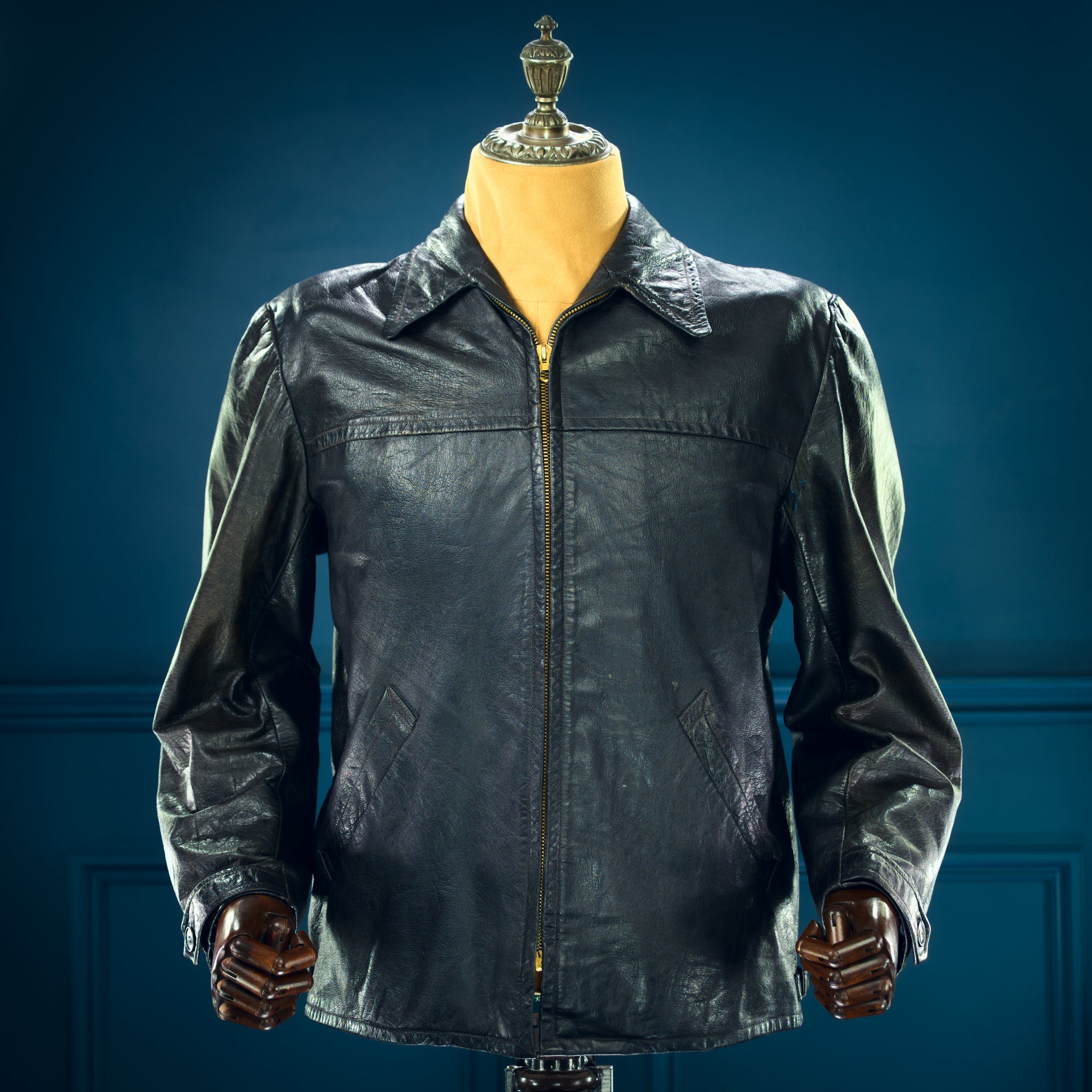 Vintage 1950s Swedish Goatskin Single Rider Biker Highwayman Leather Jacket “M”