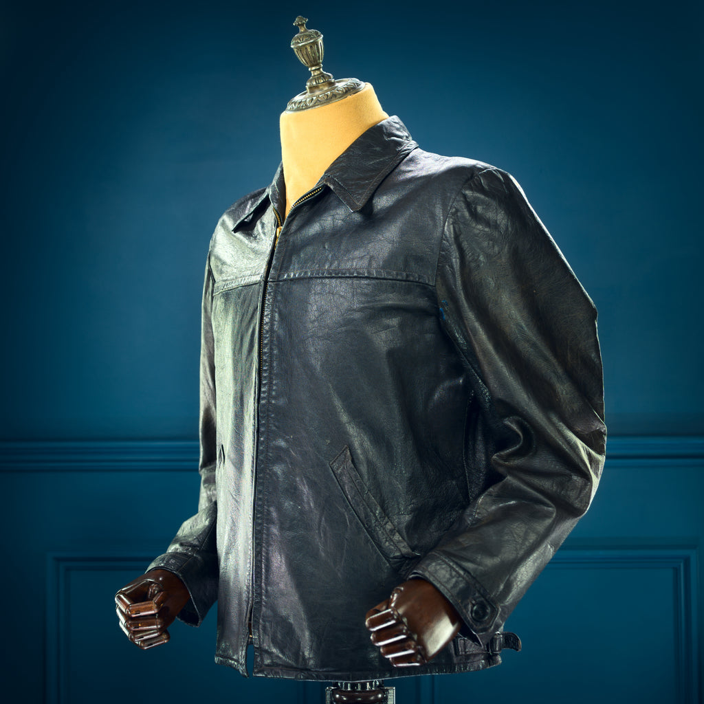 Vintage 1950s Swedish Goatskin Single Rider Biker Highwayman Leather Jacket “M”