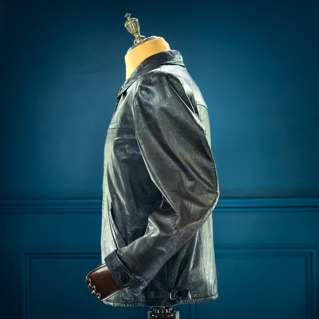 Vintage 1950s Swedish Goatskin Single Rider Biker Highwayman Leather Jacket “M”