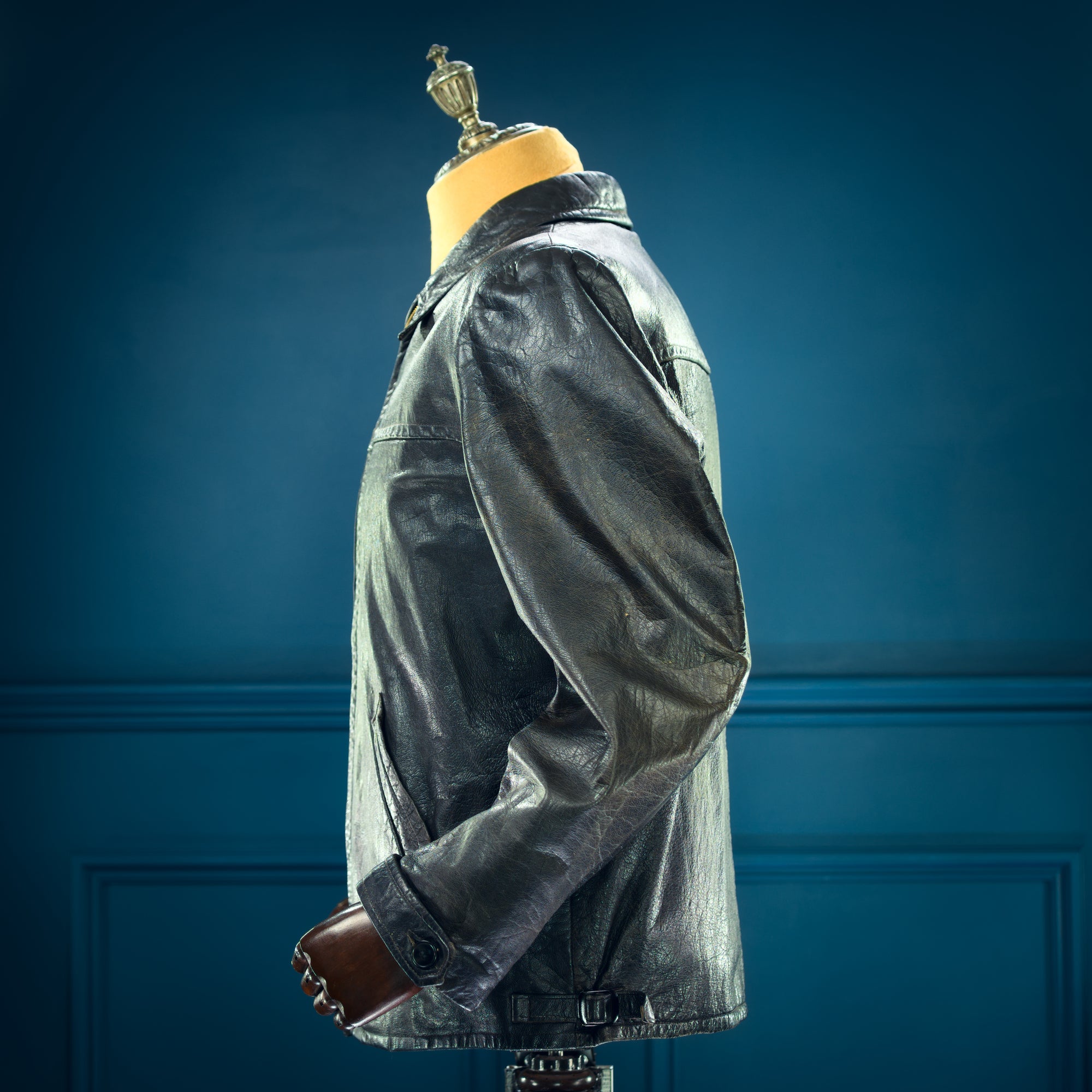 Vintage 1950s Swedish Goatskin Single Rider Biker Highwayman Leather Jacket “M”