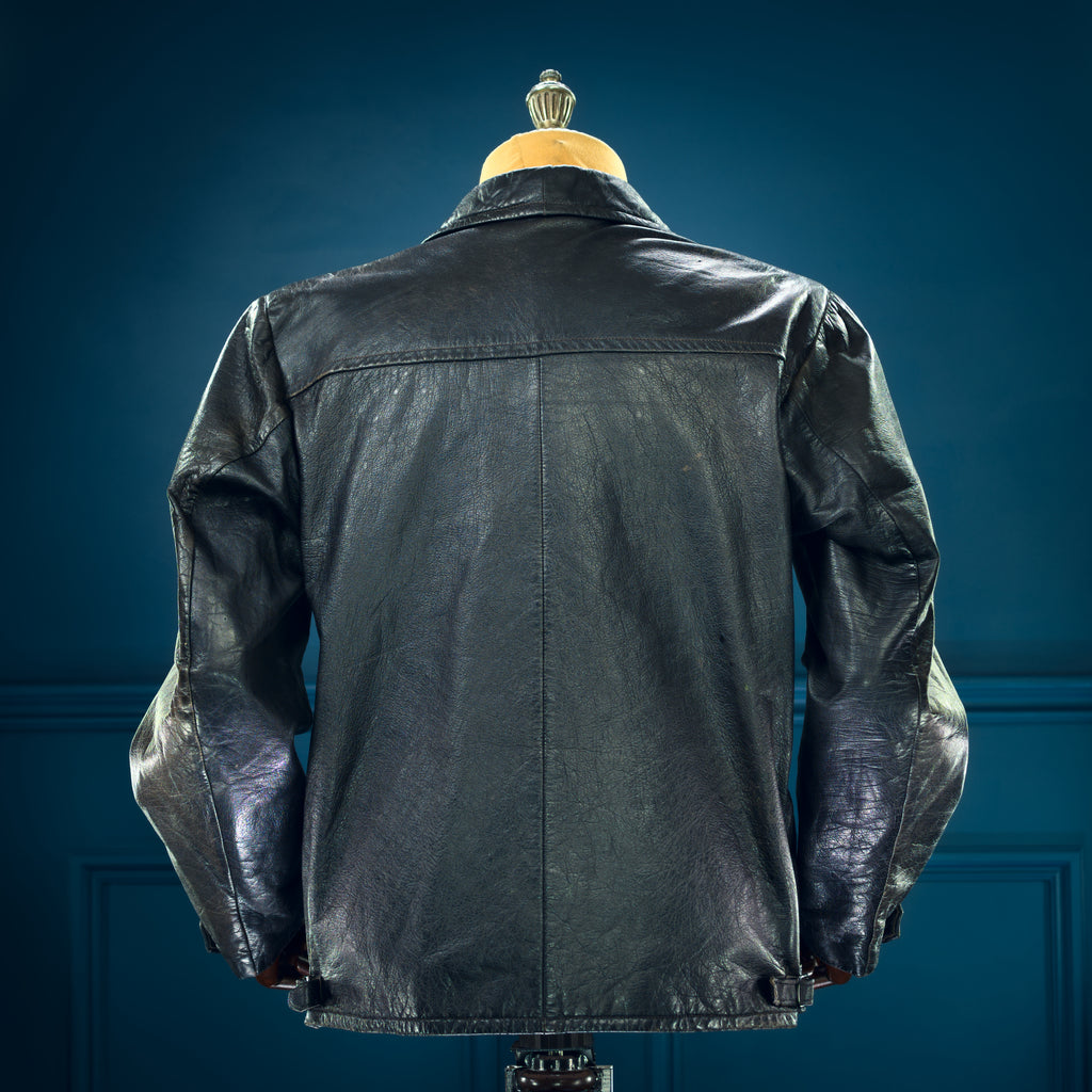 Vintage 1950s Swedish Goatskin Single Rider Biker Highwayman Leather Jacket “M”