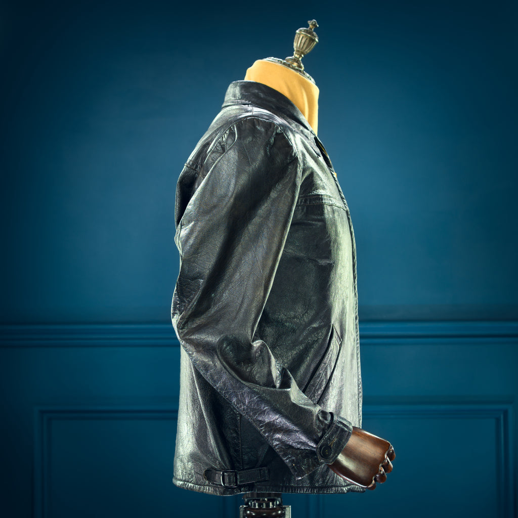 Vintage 1950s Swedish Goatskin Single Rider Biker Highwayman Leather Jacket “M”