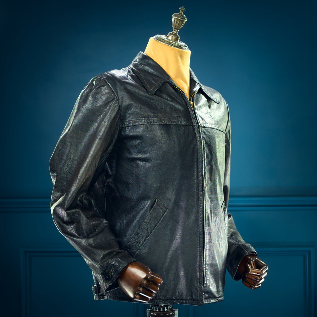 Vintage 1950s Swedish Goatskin Single Rider Biker Highwayman Leather Jacket “M”