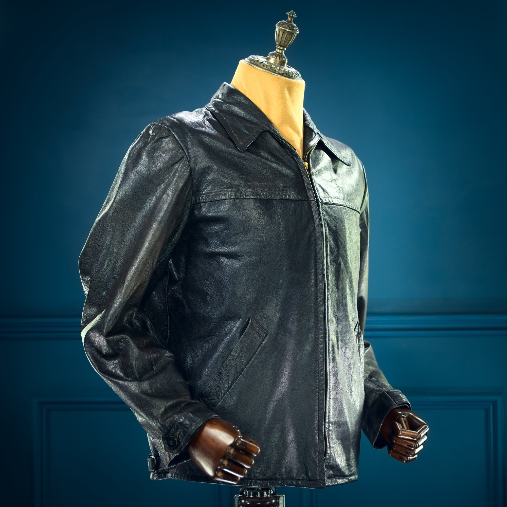 Vintage 1950s Swedish Goatskin Single Rider Biker Highwayman Leather Jacket “M”