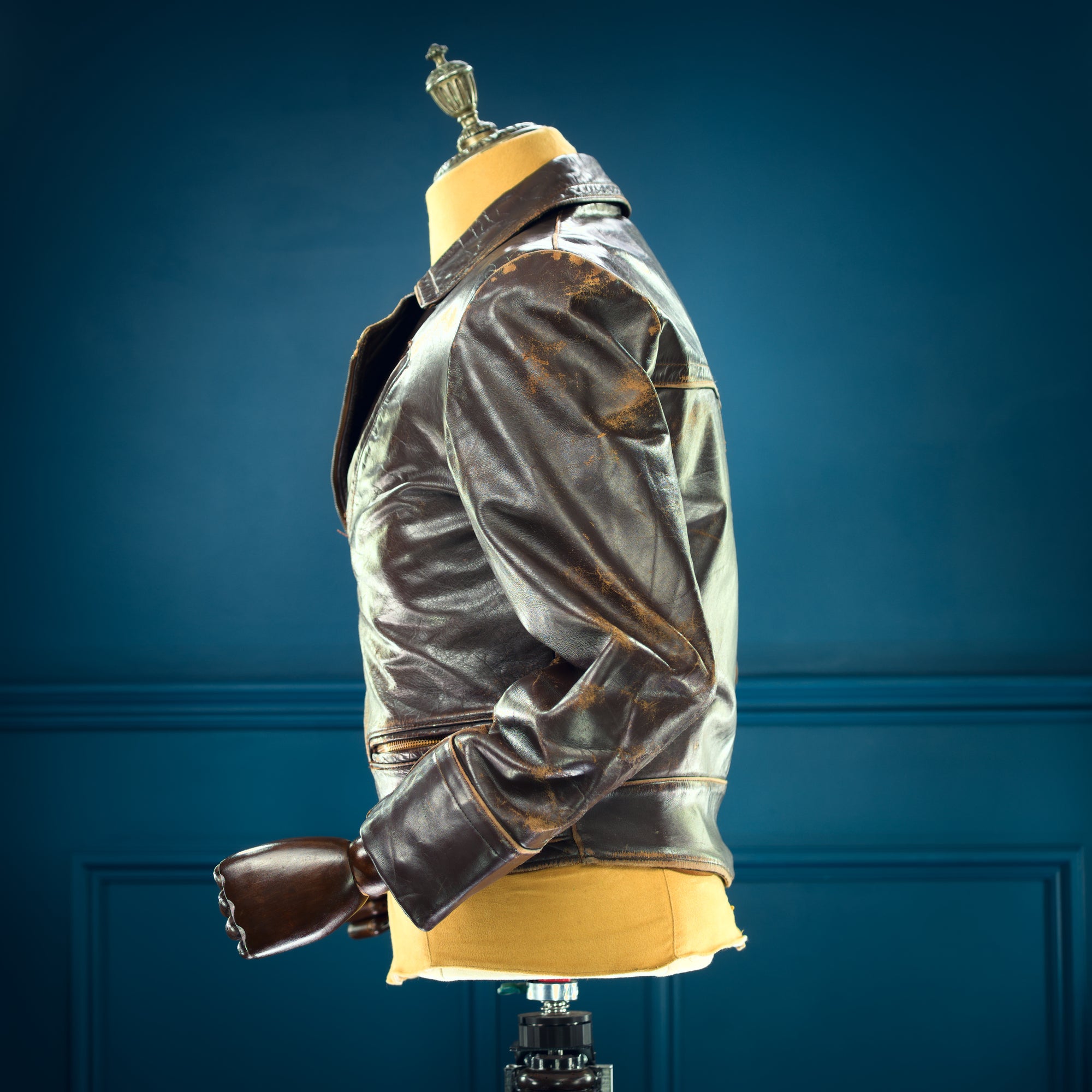 Vintage 1950s West German Calfskin Aviator Flight Biker Rider Leather Jacket “S”