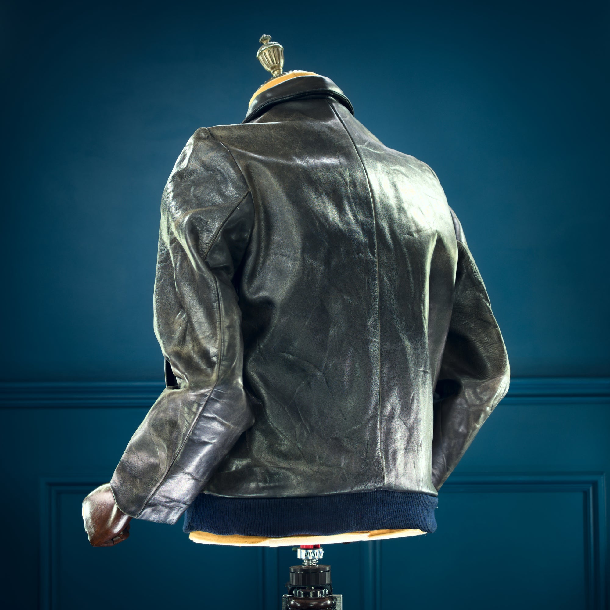 Vintage 1950s German Horsehide Black Flight Bomber Aviator Leather Jacket “M”