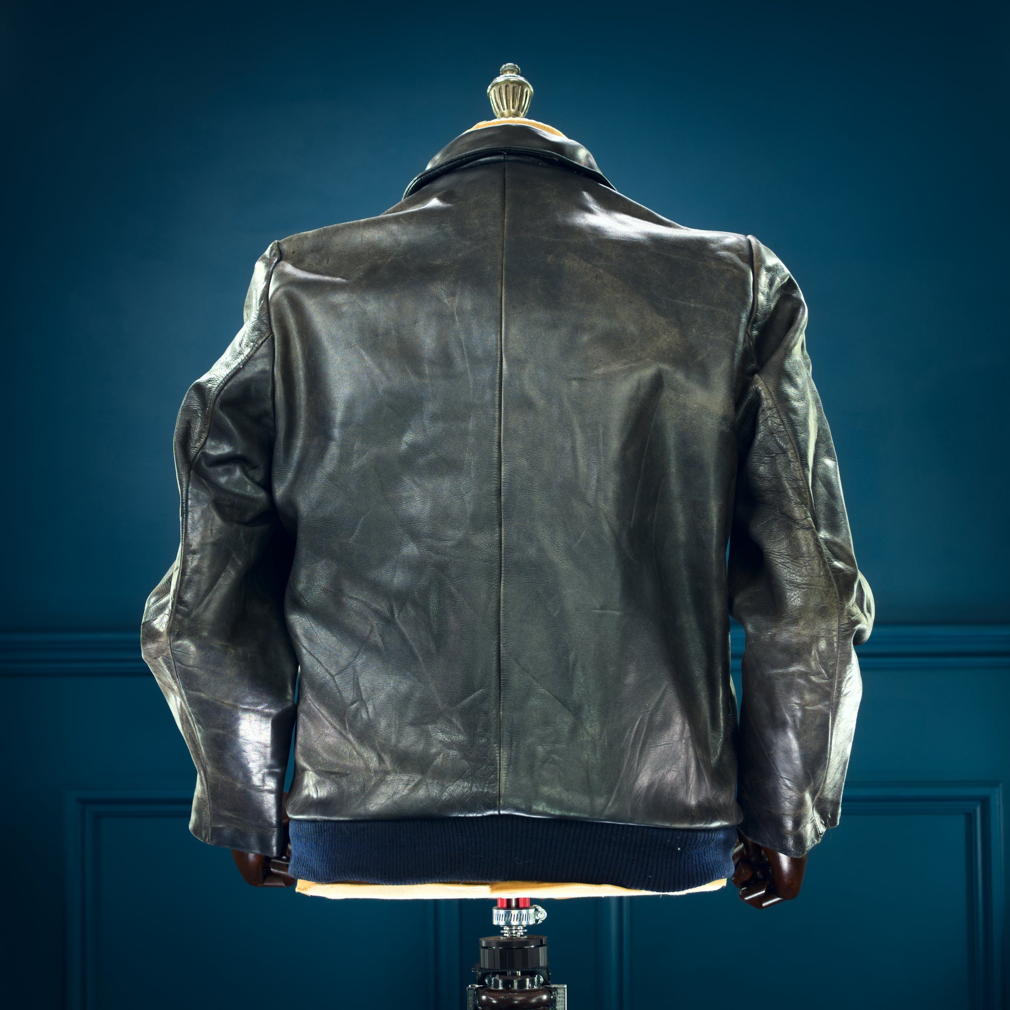 Vintage 1950s German Horsehide Black Flight Bomber Aviator Leather Jacket “M”