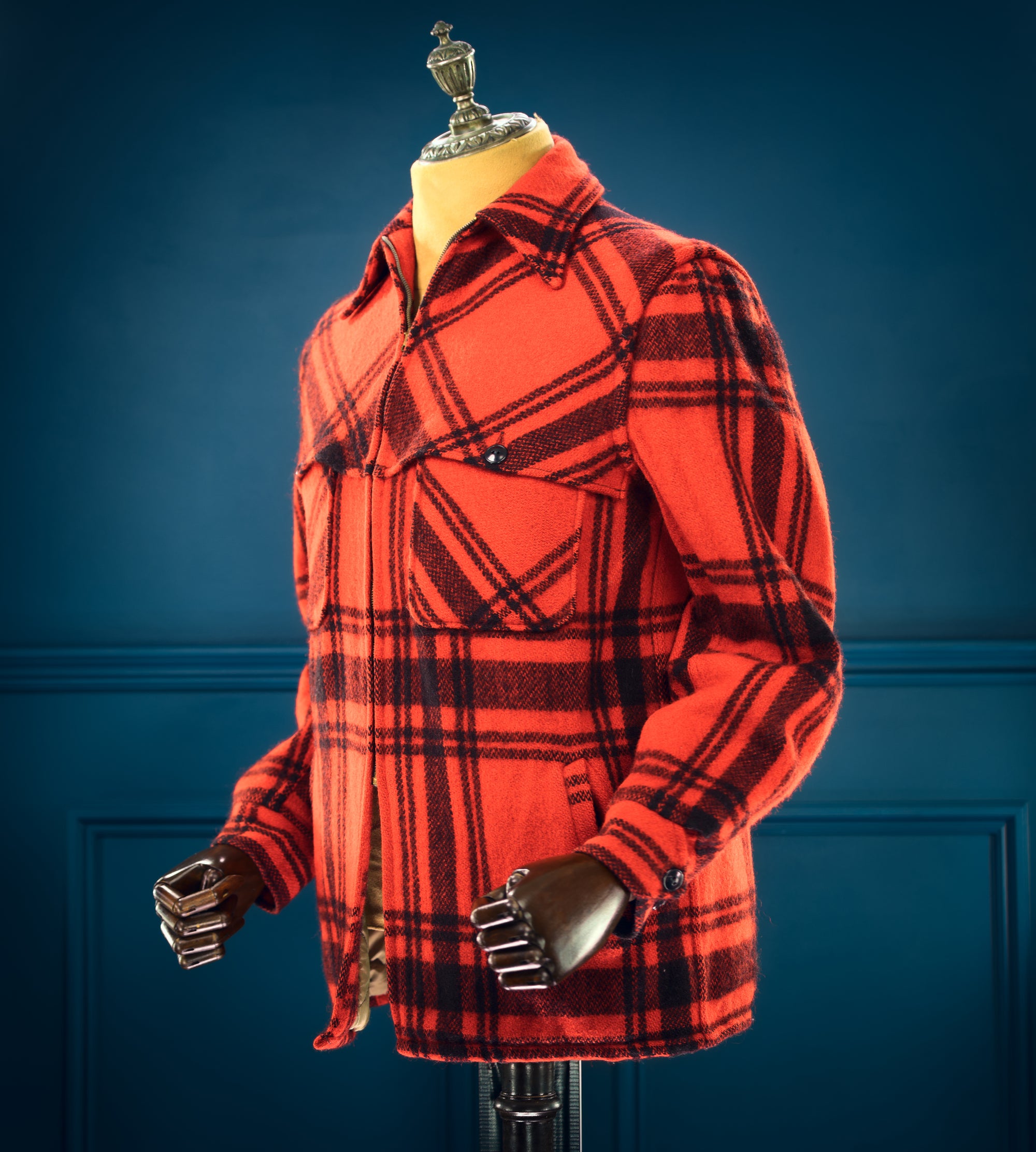 Vintage 1950s Windward Red Mackinaw Plaid Wool Outdoorsman Jacket “M”