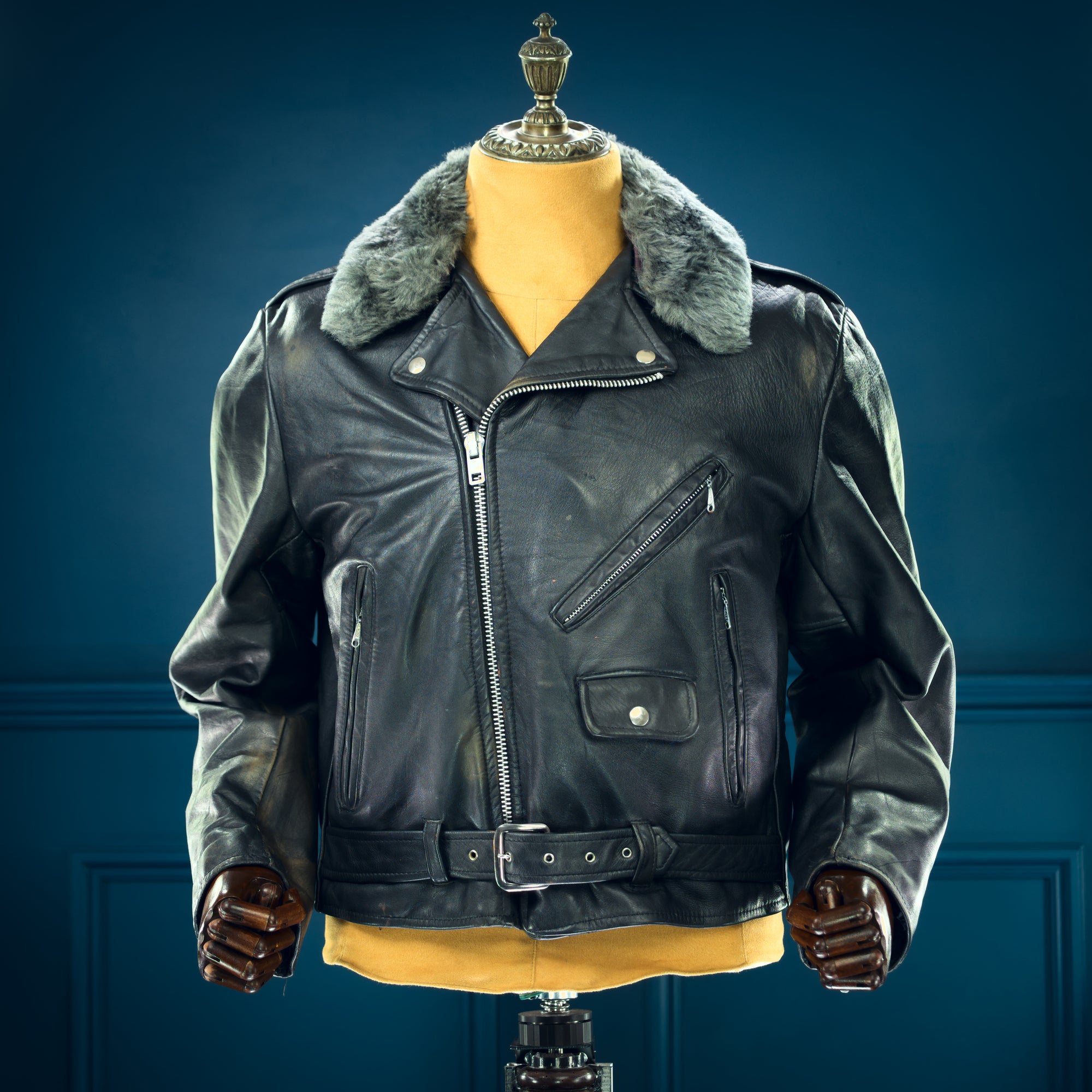 Vintage 1960s Montgomery Ward Biker Motorcycle Brando Rider Leather Jacket “L”