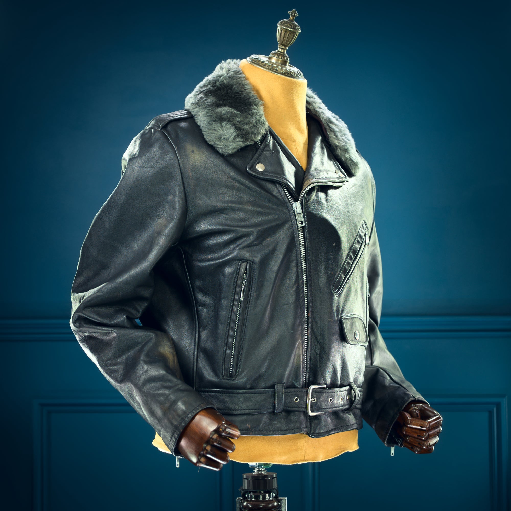 Vintage 1960s Montgomery Ward Biker Motorcycle Brando Rider Leather Jacket “L”