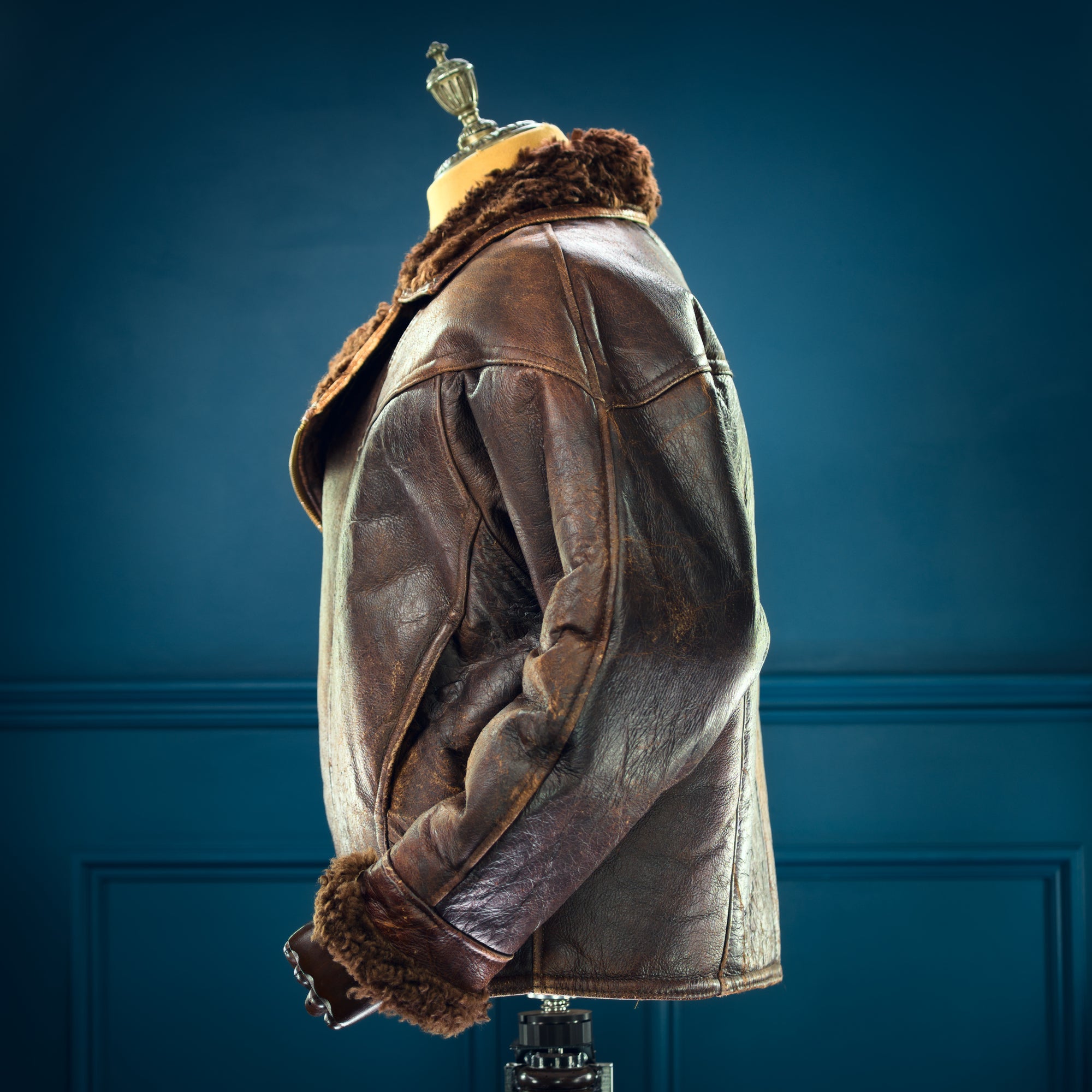 Vintage 1980s British Sheepskin Crosszip Flight Bomber Leather Jacket “XL"