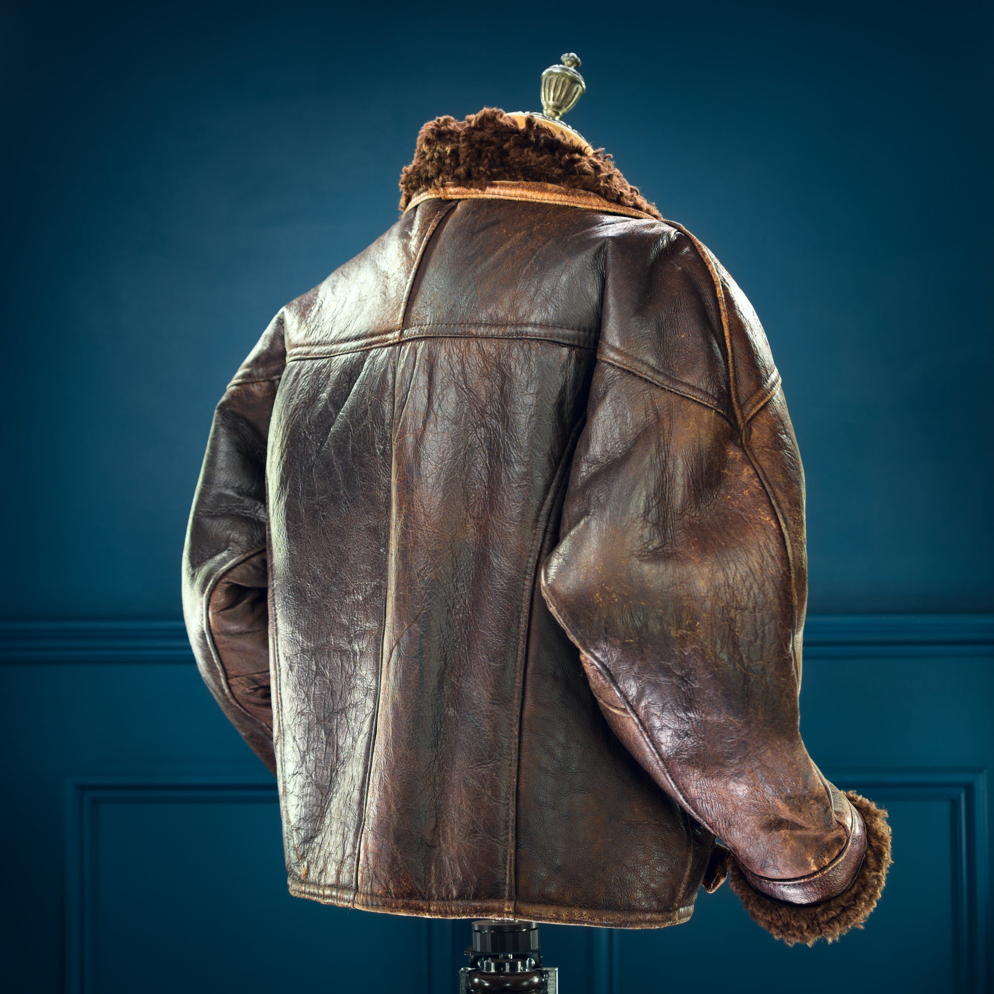 Vintage 1980s British Sheepskin Crosszip Flight Bomber Leather Jacket “XL"