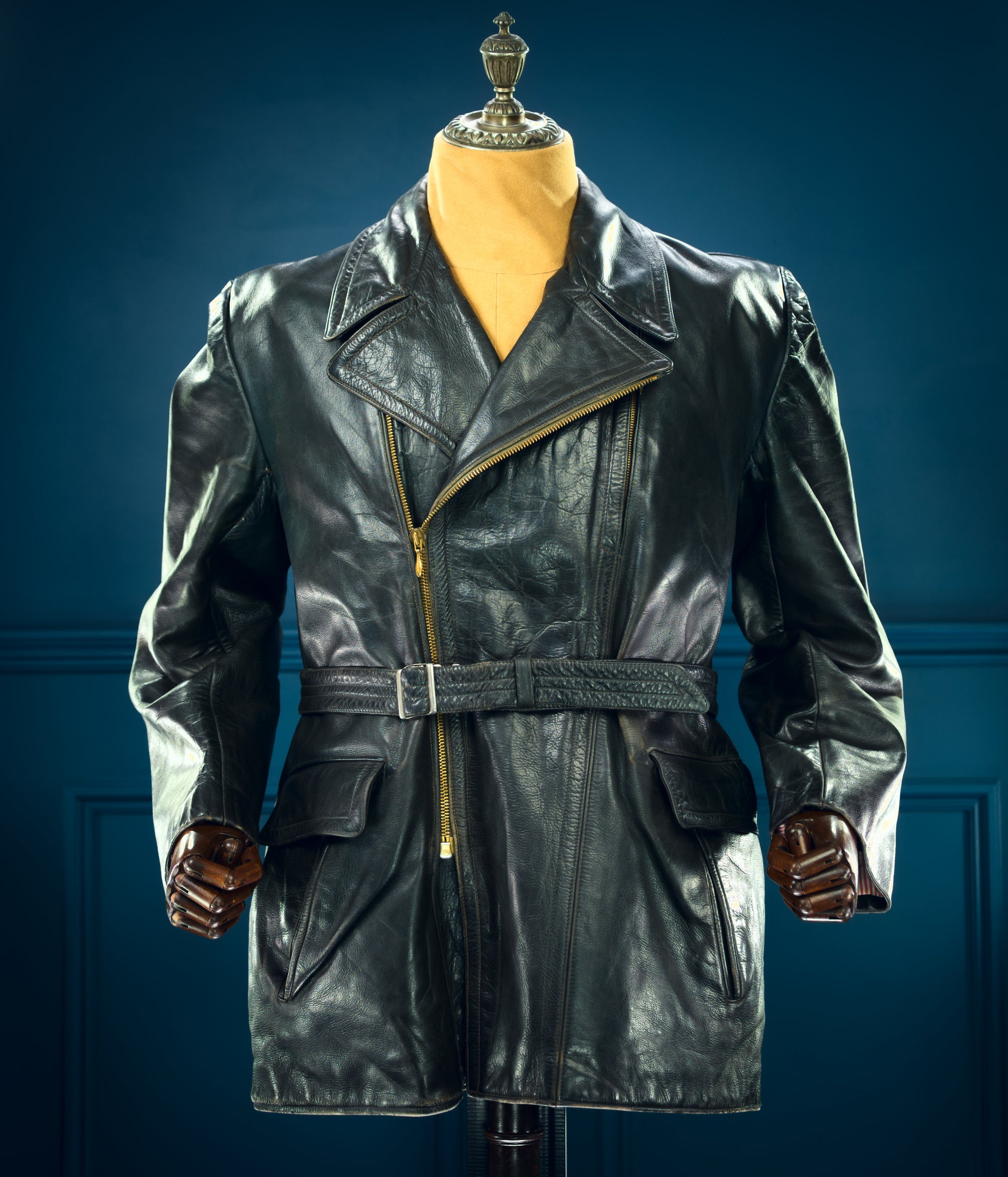 Vintage 1950s West German Police Border Patrol Biker Dispatch Leather Jacket “M”