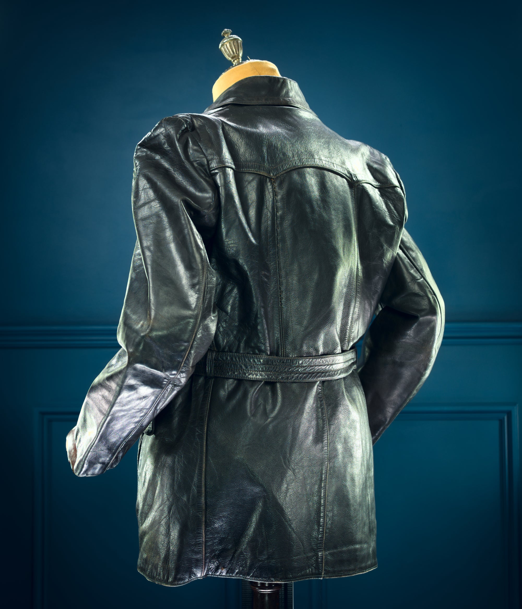 Vintage 1950s West German Police Border Patrol Biker Dispatch Leather Jacket “M”