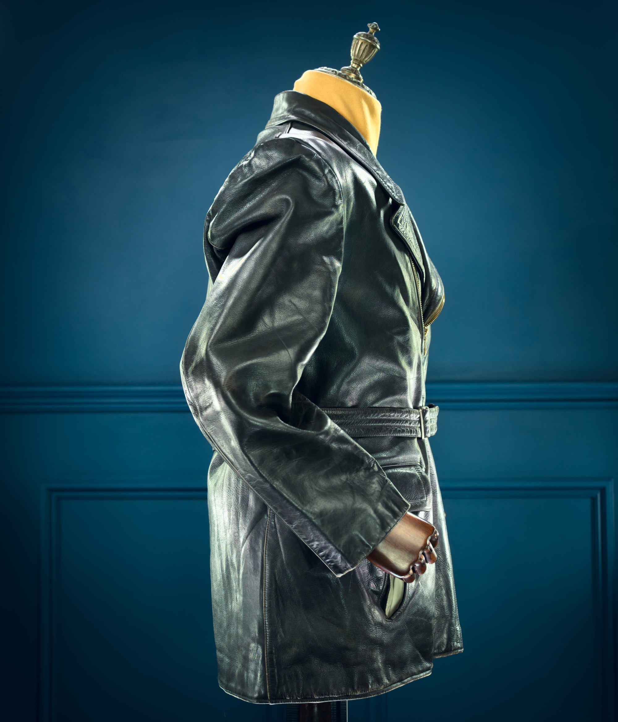 Vintage 1950s West German Police Border Patrol Biker Dispatch Leather Jacket “M”