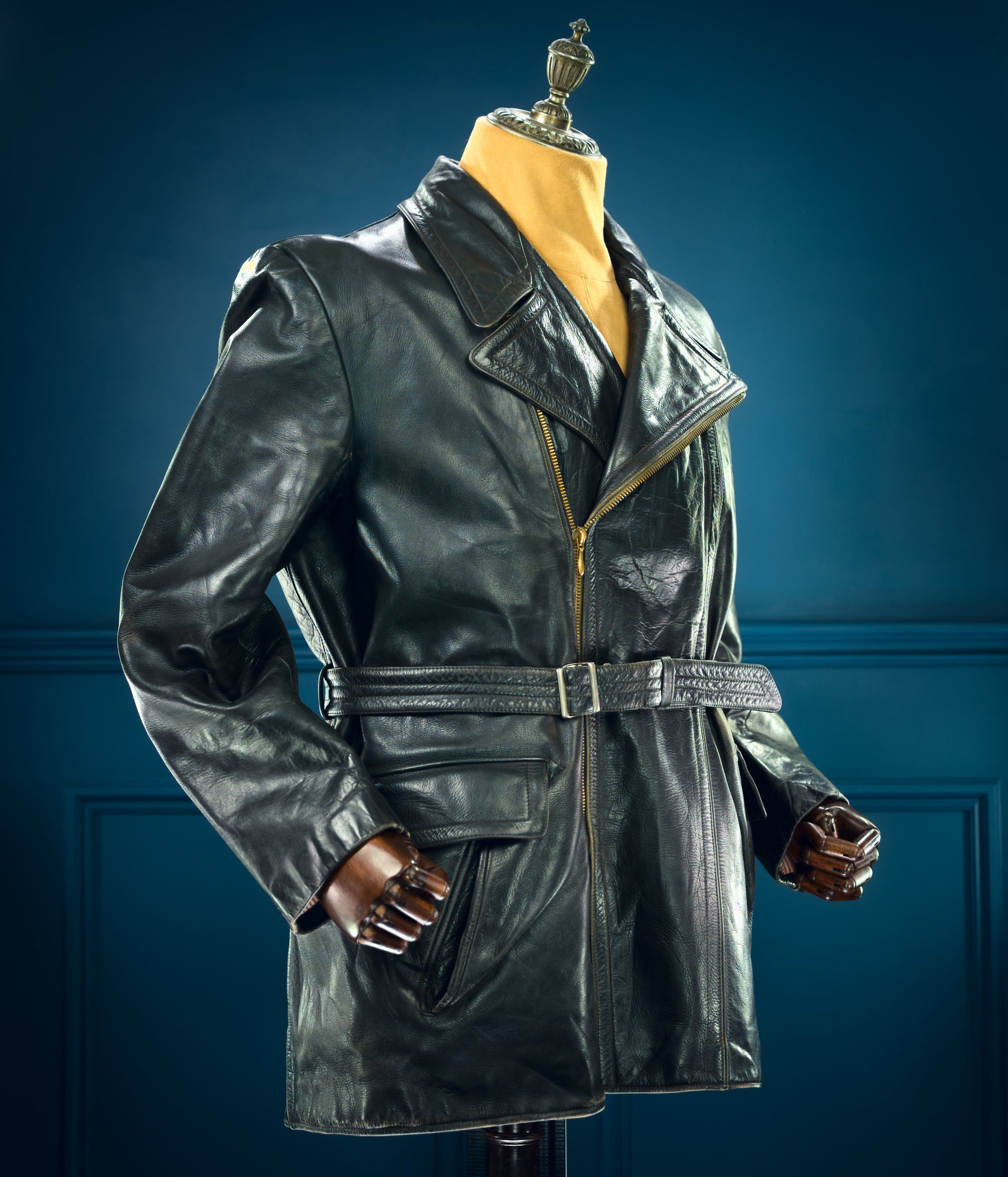 Vintage 1950s West German Police Border Patrol Biker Dispatch Leather Jacket “M”