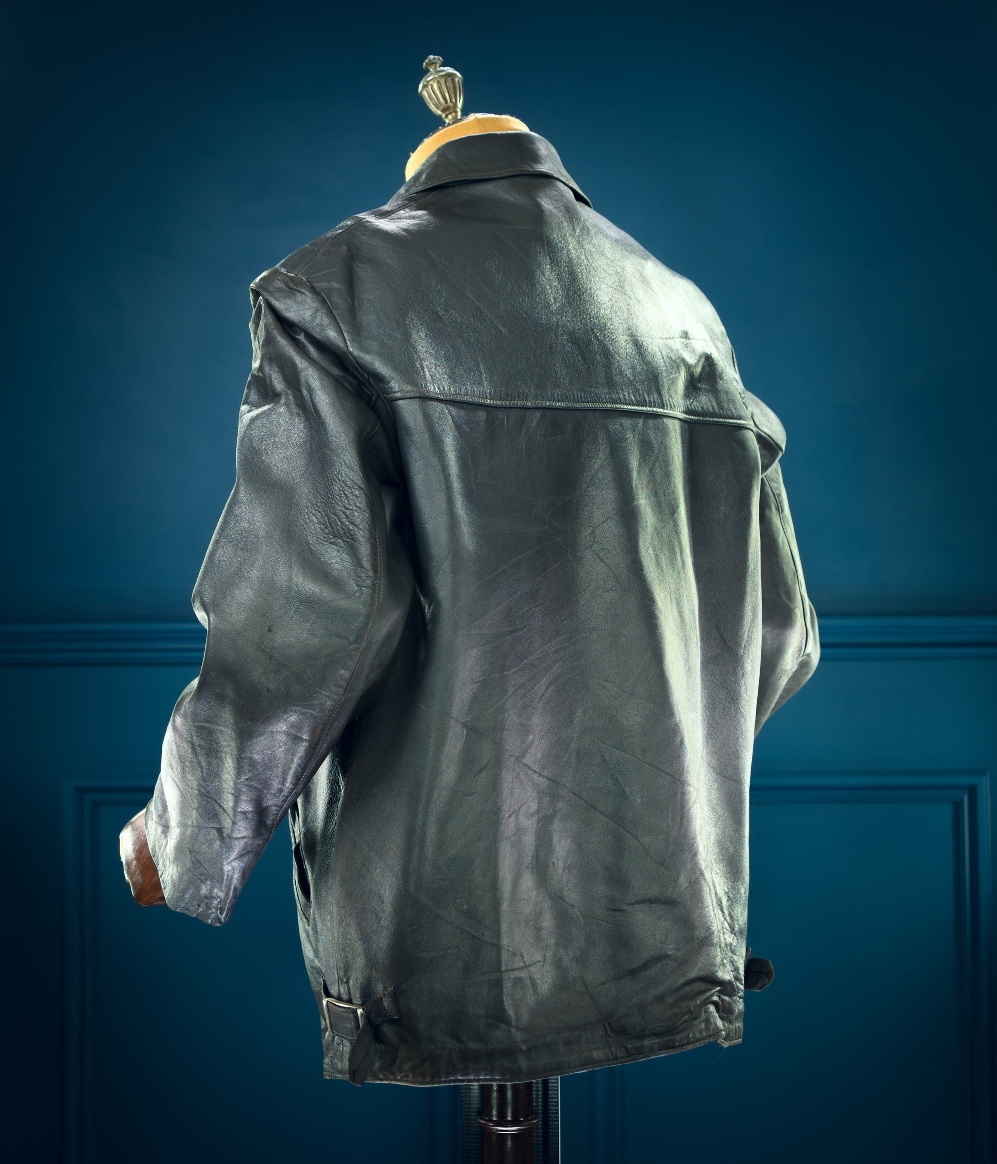 Vintage 1960s West German Grey Cold War Civil Service Rider Leather Jacket “L”