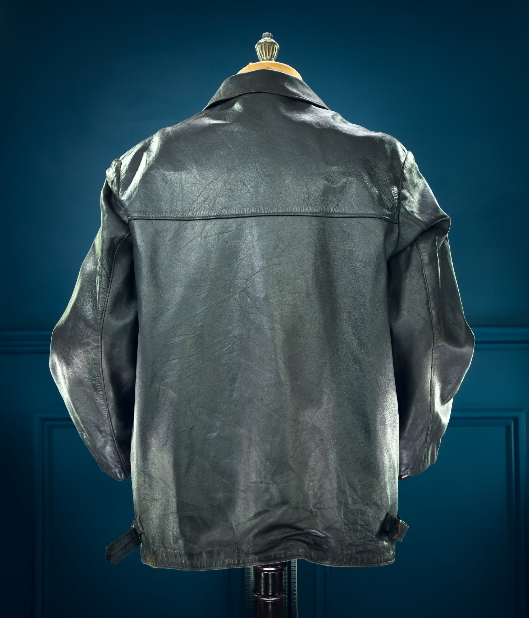 Vintage 1960s West German Grey Cold War Civil Service Rider Leather Jacket “L”