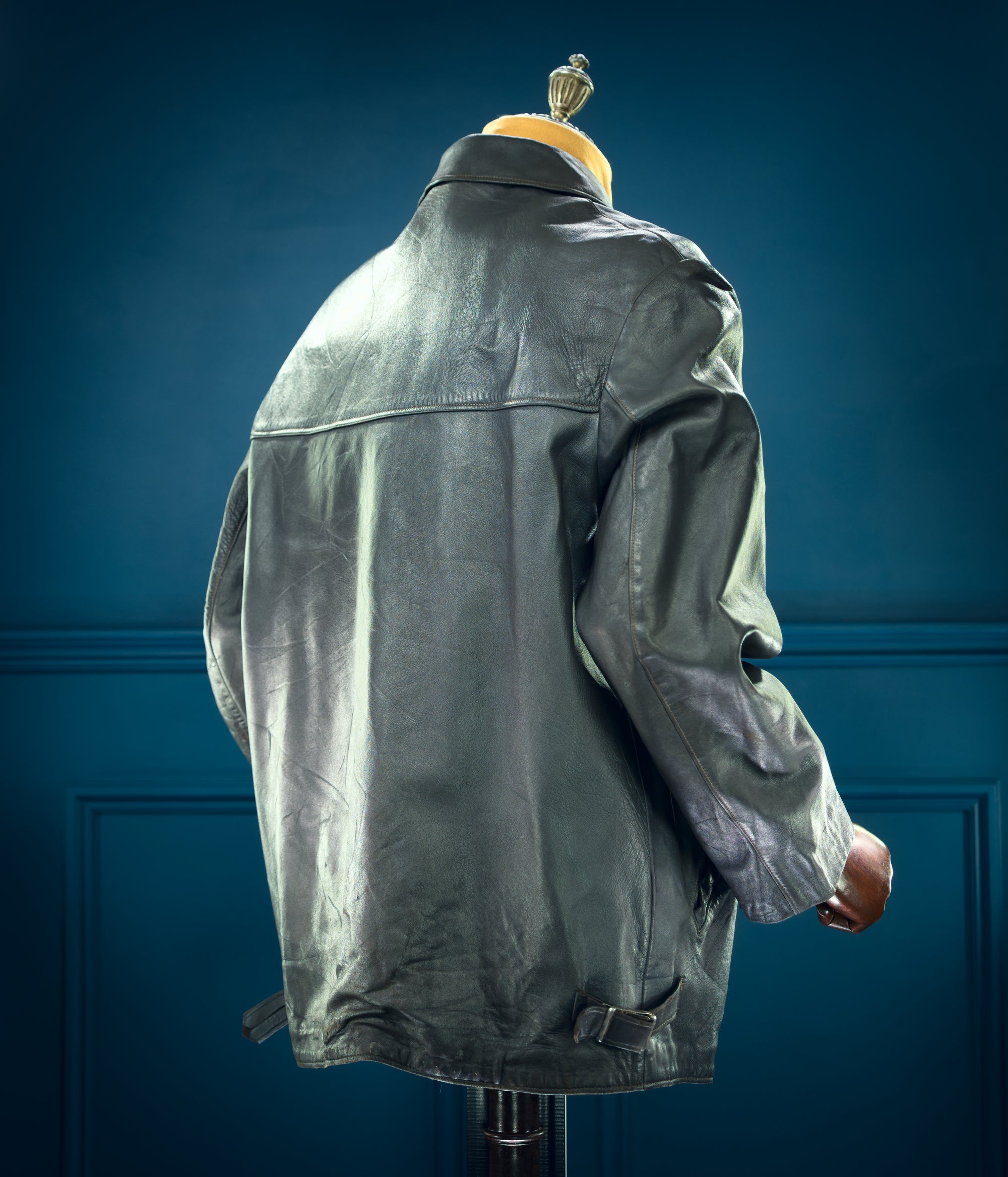 Vintage 1960s West German Grey Cold War Civil Service Rider Leather Jacket “L”