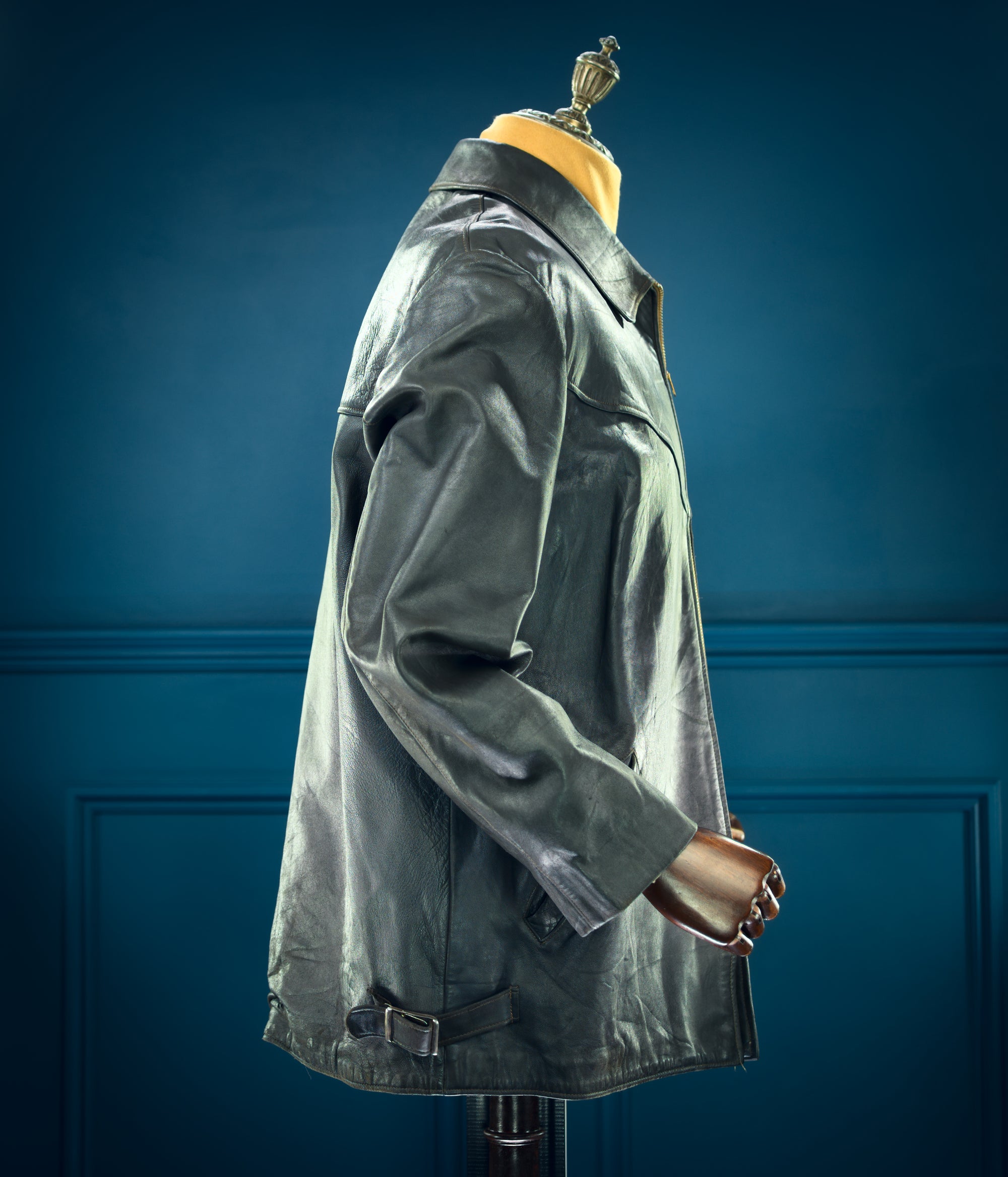 Vintage 1960s West German Grey Cold War Civil Service Rider Leather Jacket “L”