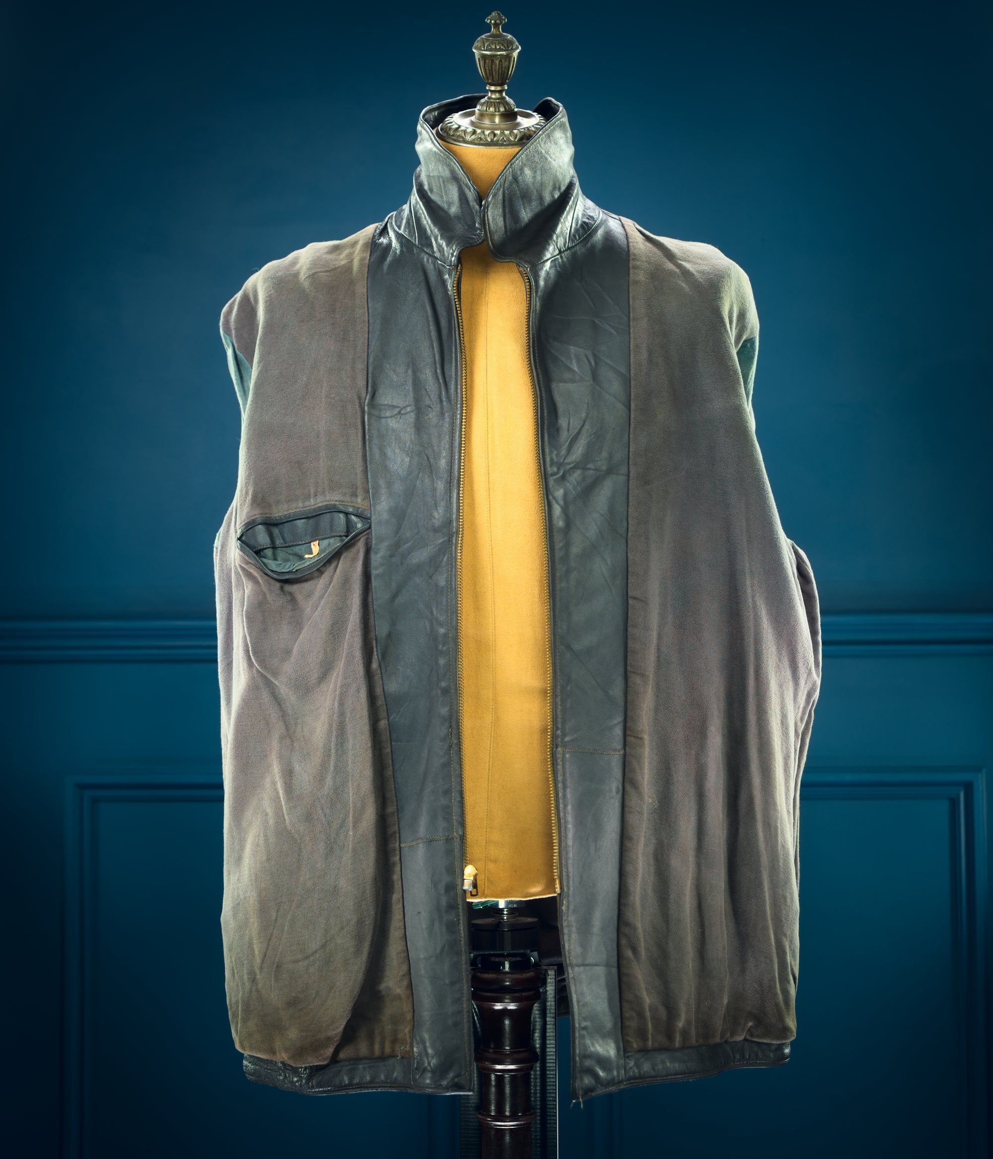 Vintage 1960s West German Grey Cold War Civil Service Rider Leather Jacket “L”