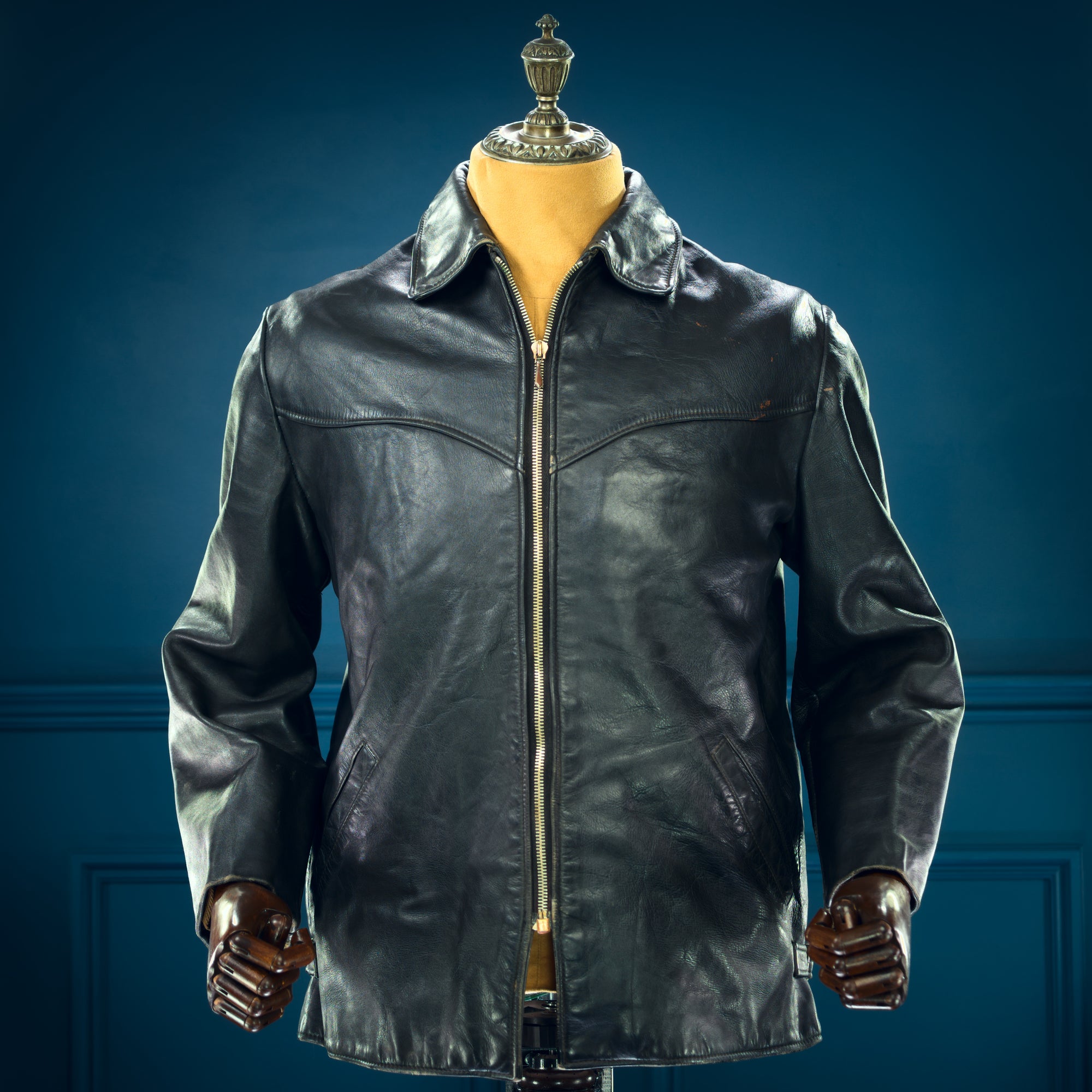 Vintage 1960s West German Horsehide Black Single Rider Biker Leather Jacket “M”