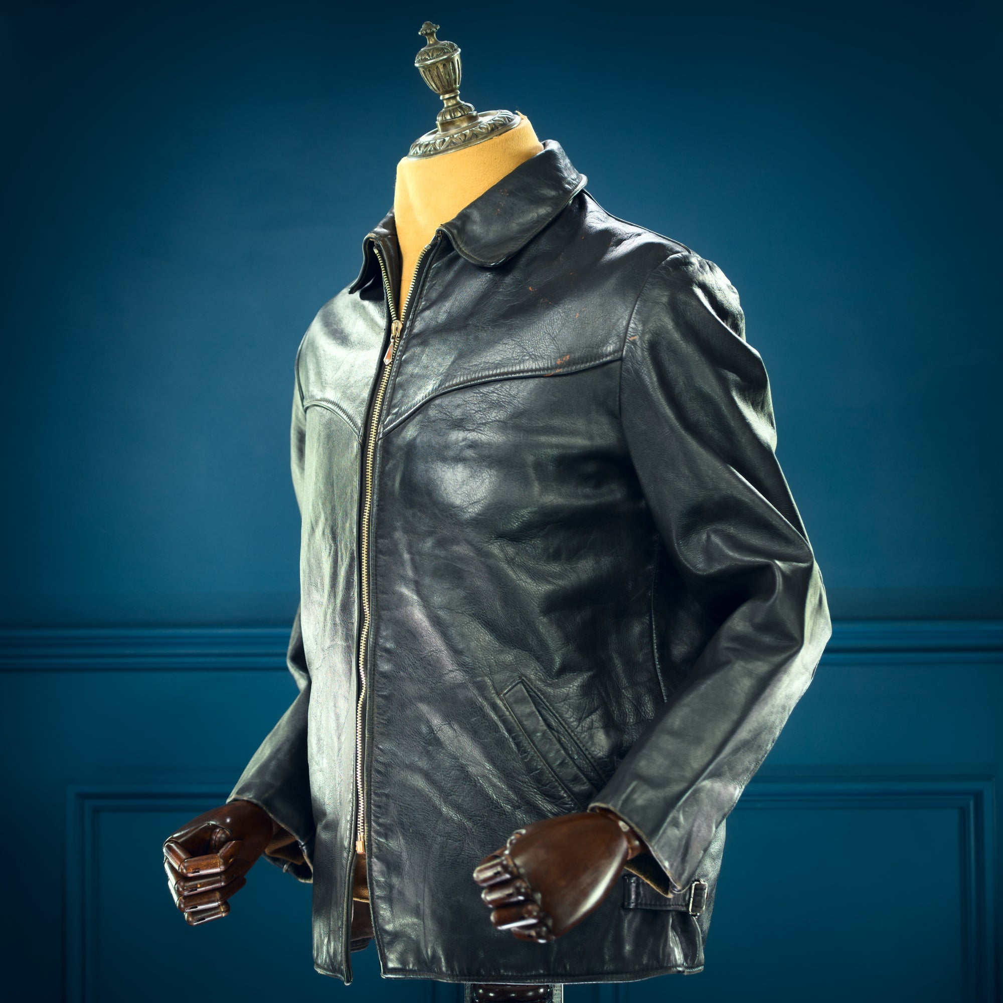 Vintage 1960s West German Horsehide Black Single Rider Biker Leather Jacket “M”