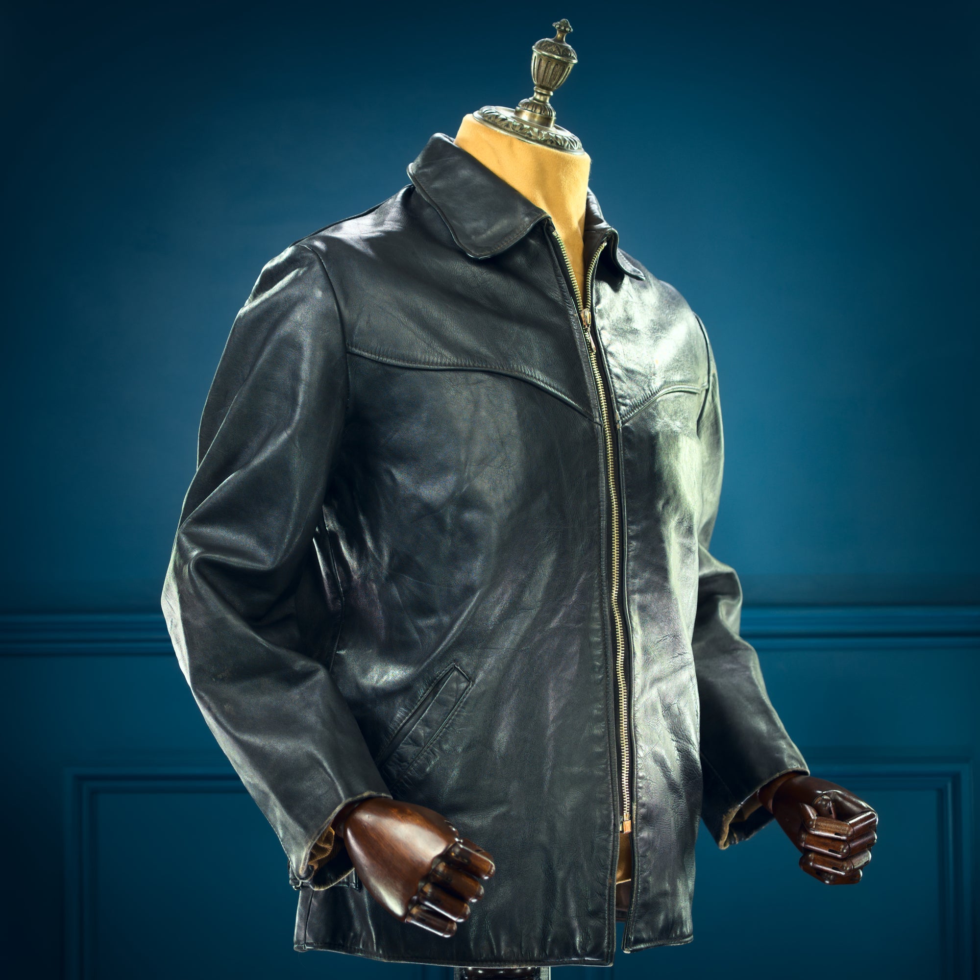 Vintage 1960s West German Horsehide Black Single Rider Biker Leather Jacket “M”