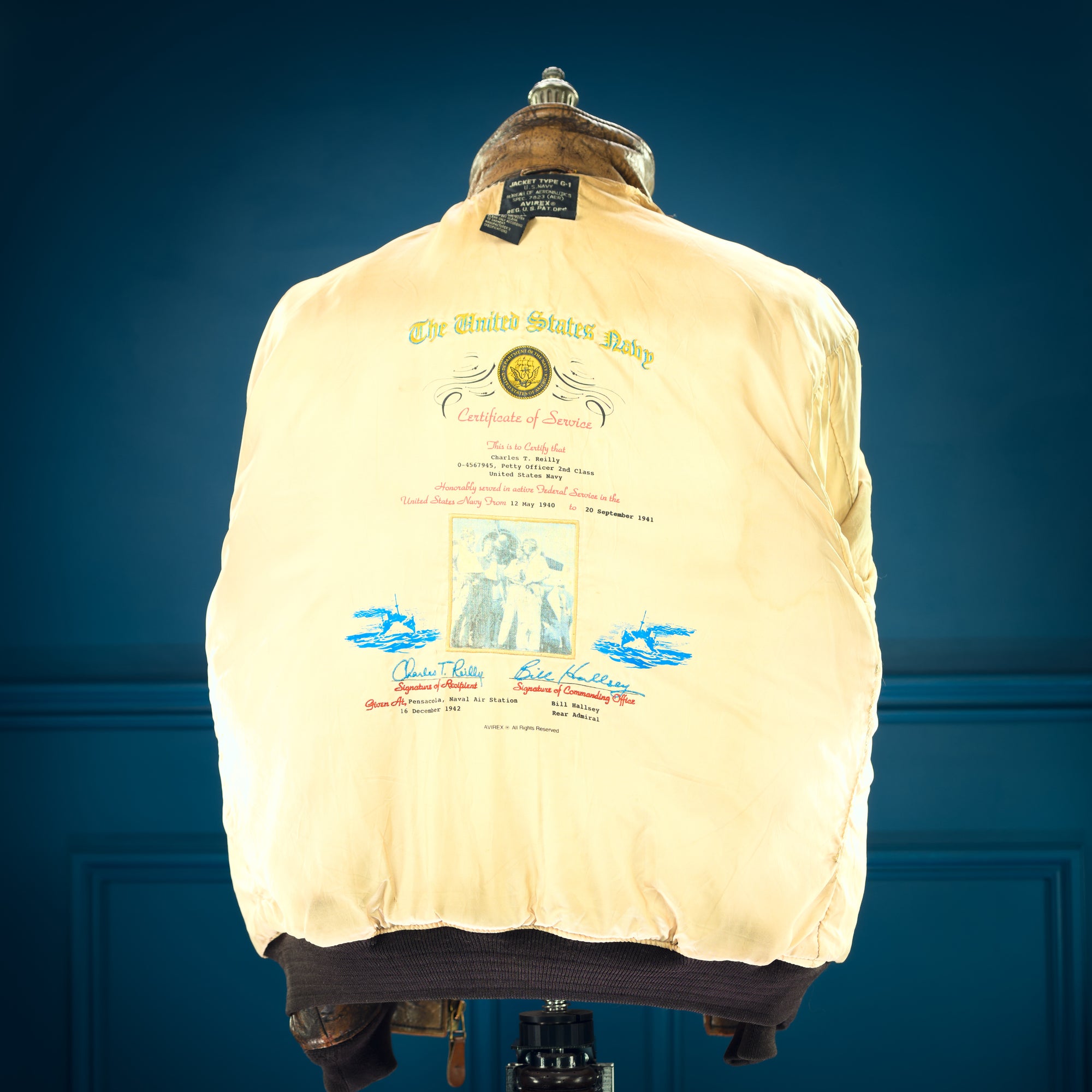 Vintage 1980s Avirex G1 Sheepskin Flight Bomber Aviator Leather Jacket USA “L”