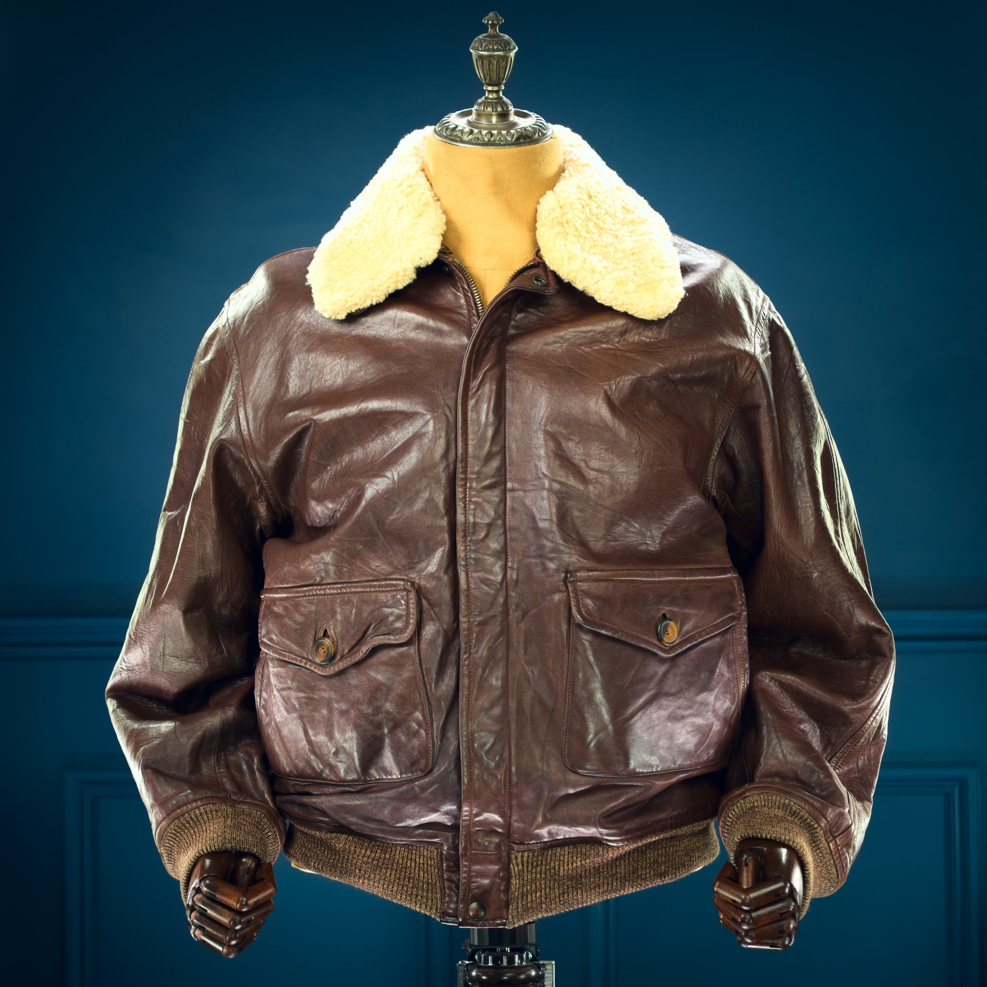 Vintage 1970s Etro Italian Lambskin G1 Flight Bomber Aviator Leather Jacket “L”