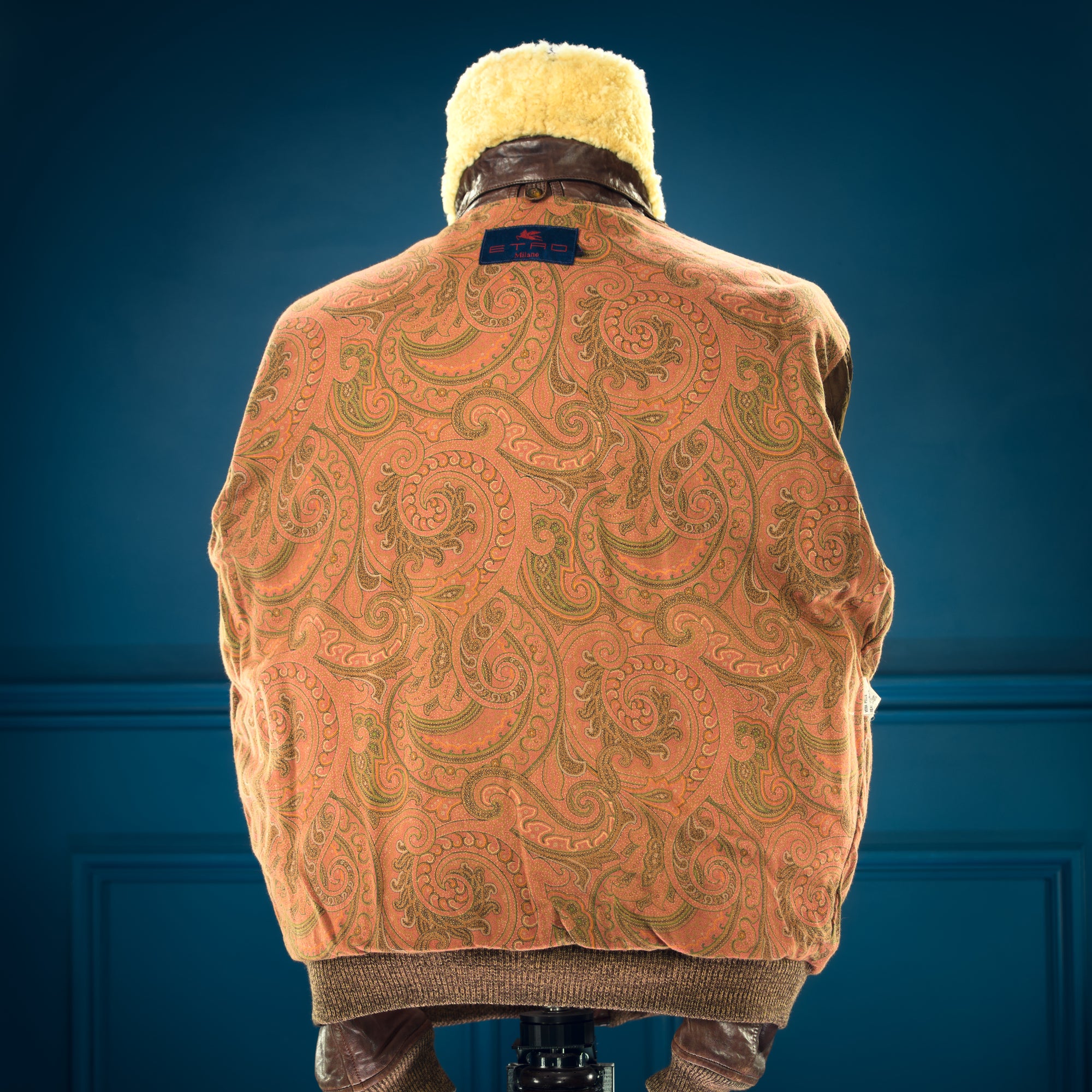 Vintage 1970s Etro Italian Lambskin G1 Flight Bomber Aviator Leather Jacket “L”